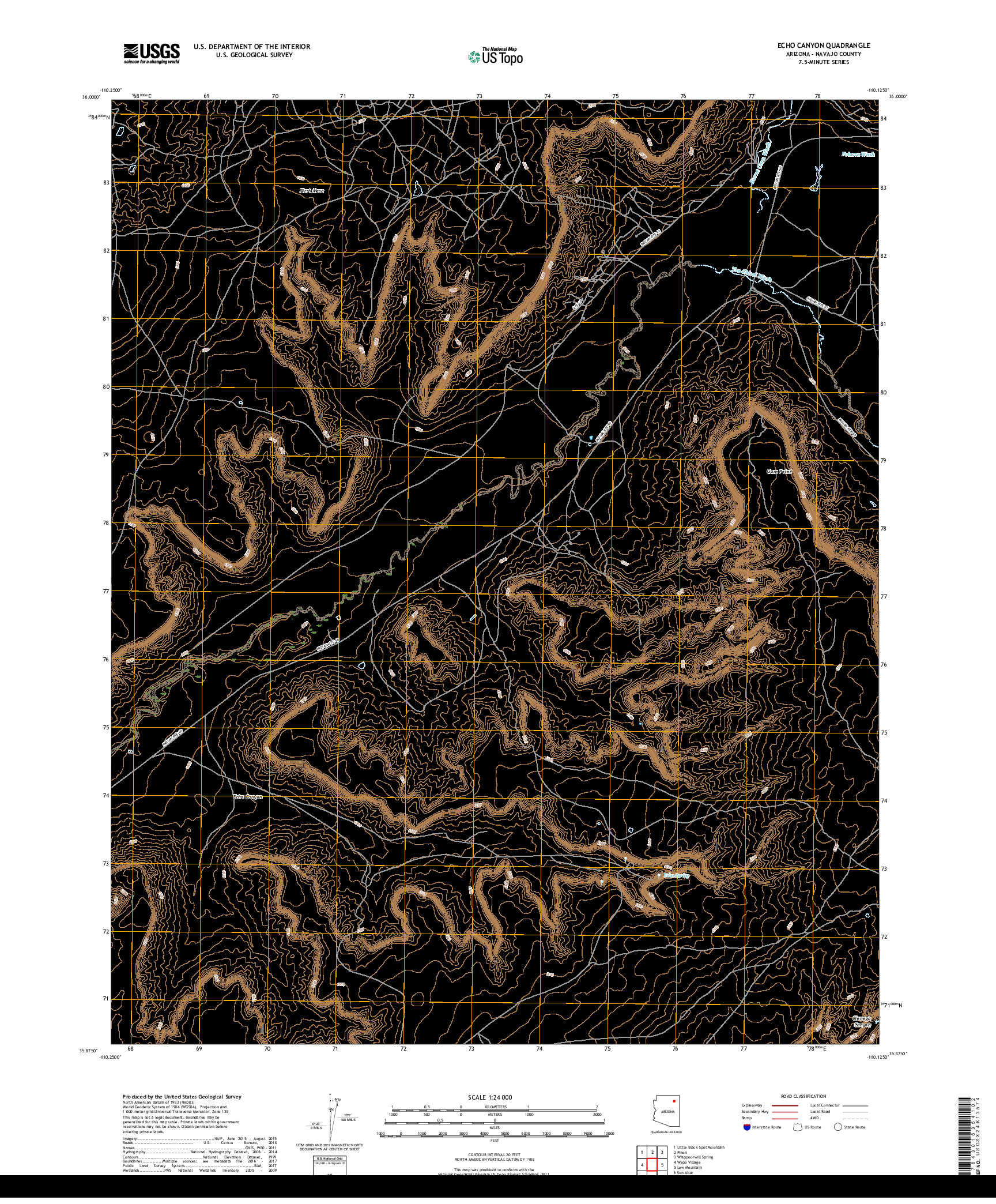 USGS US TOPO 7.5-MINUTE MAP FOR ECHO CANYON, AZ 2018