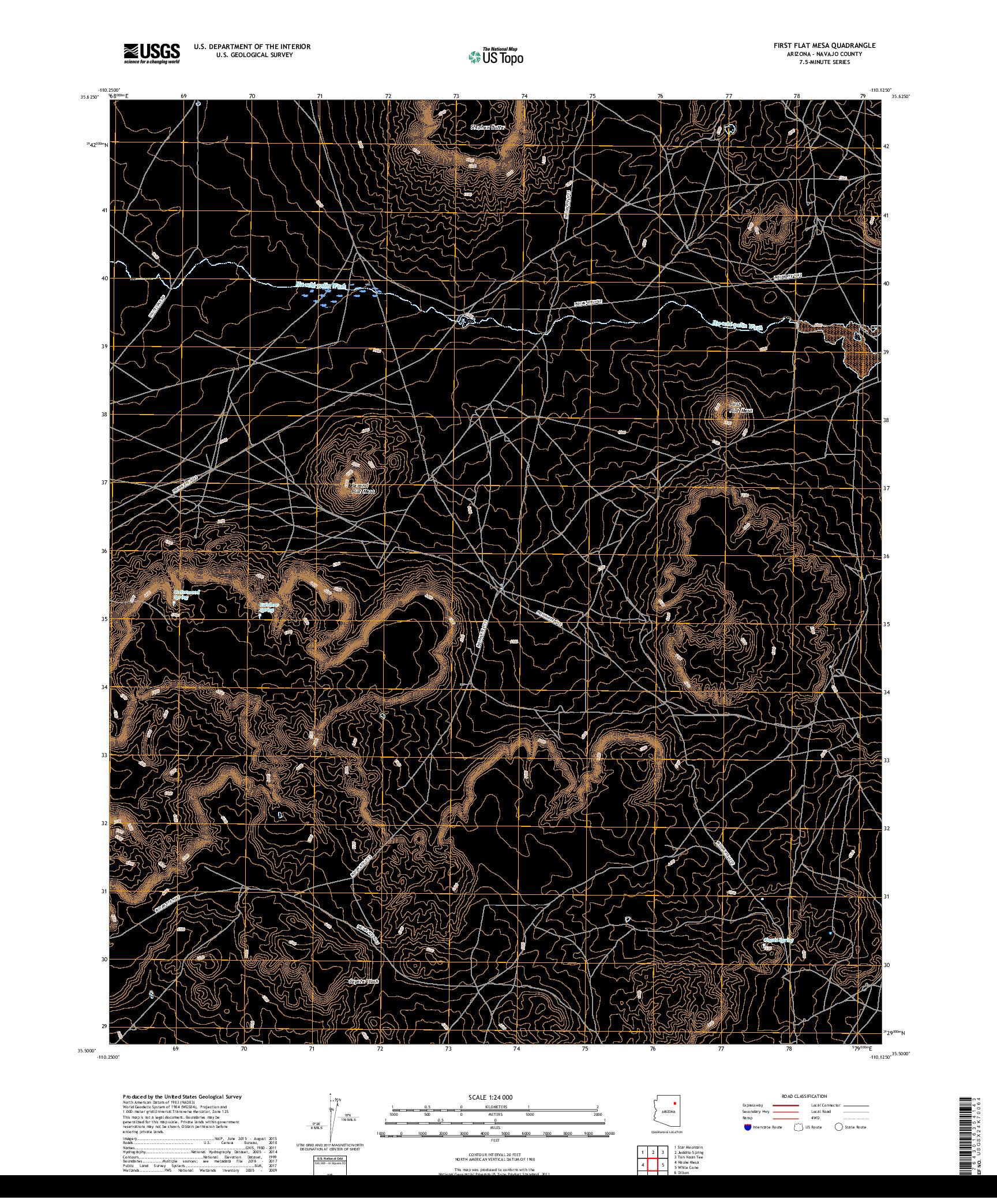 USGS US TOPO 7.5-MINUTE MAP FOR FIRST FLAT MESA, AZ 2018