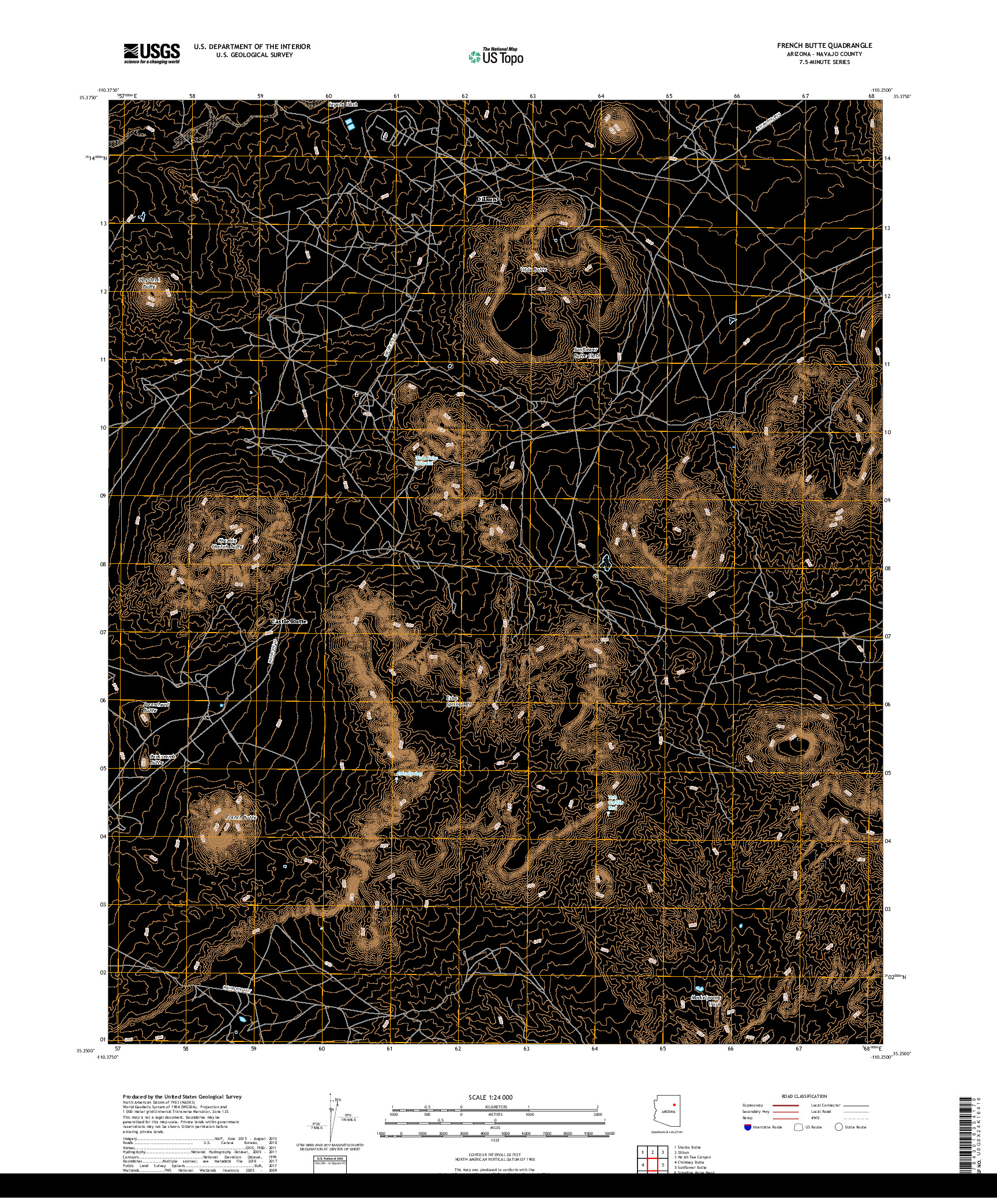 USGS US TOPO 7.5-MINUTE MAP FOR FRENCH BUTTE, AZ 2018