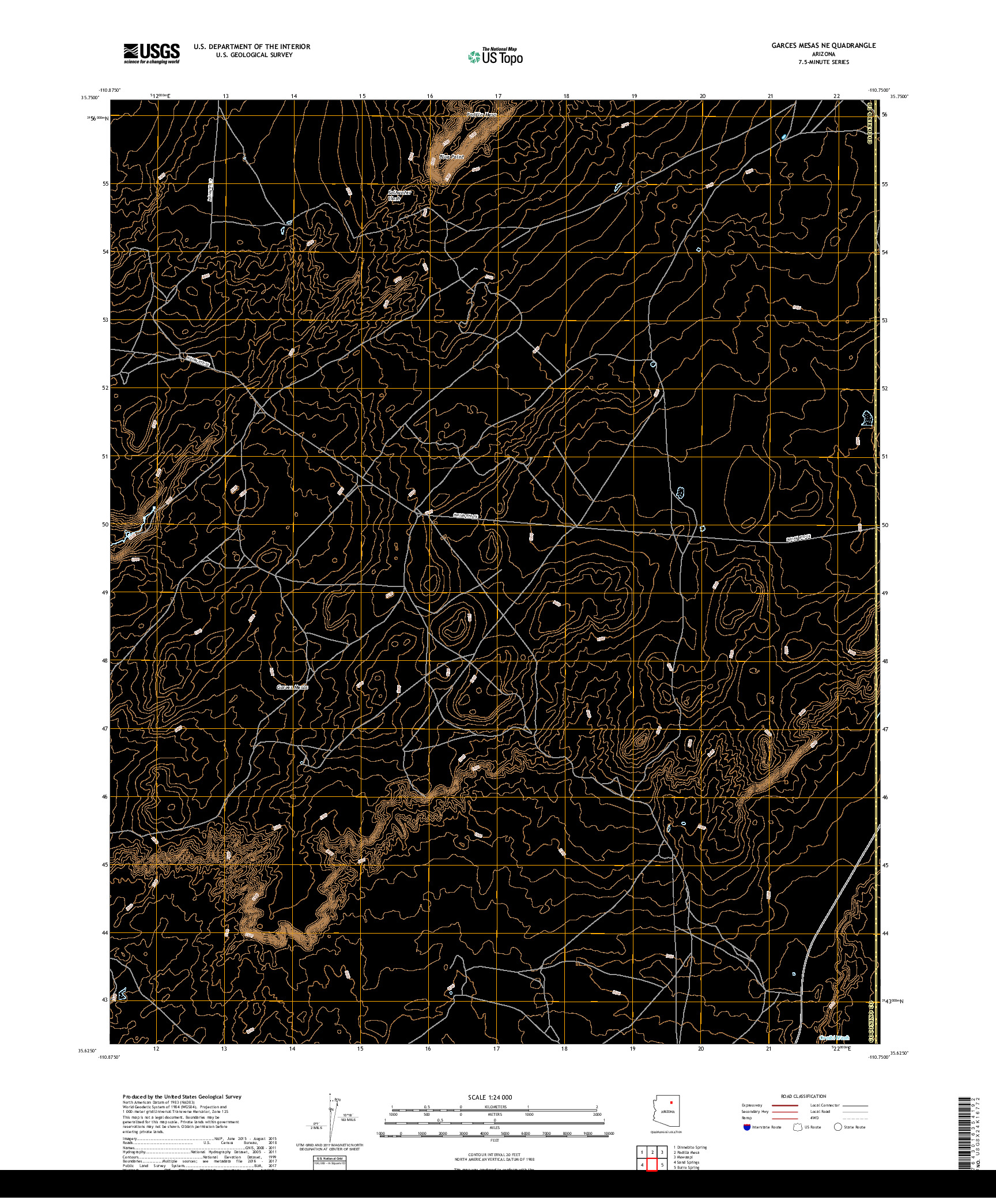 USGS US TOPO 7.5-MINUTE MAP FOR GARCES MESAS NE, AZ 2018