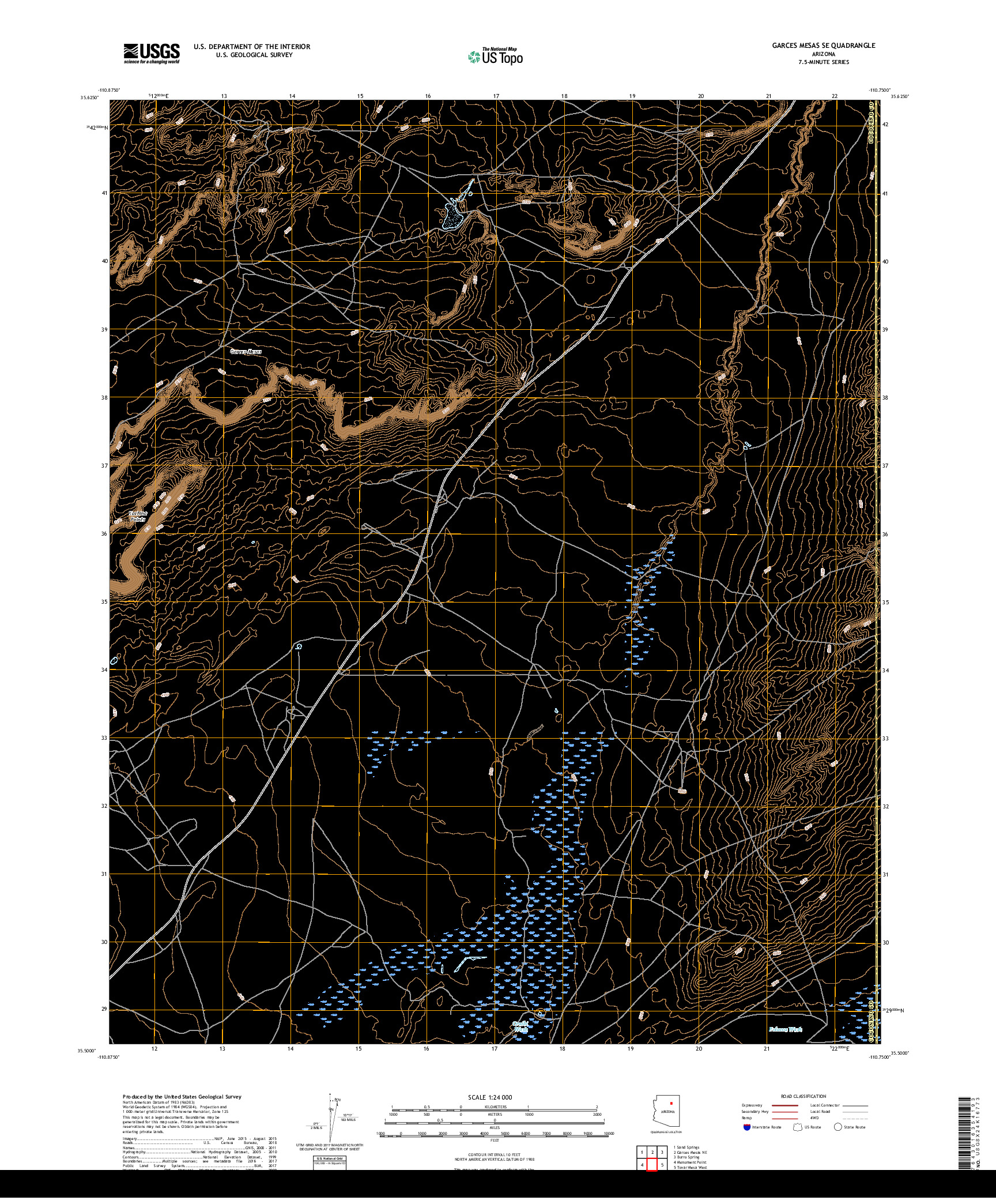 USGS US TOPO 7.5-MINUTE MAP FOR GARCES MESAS SE, AZ 2018