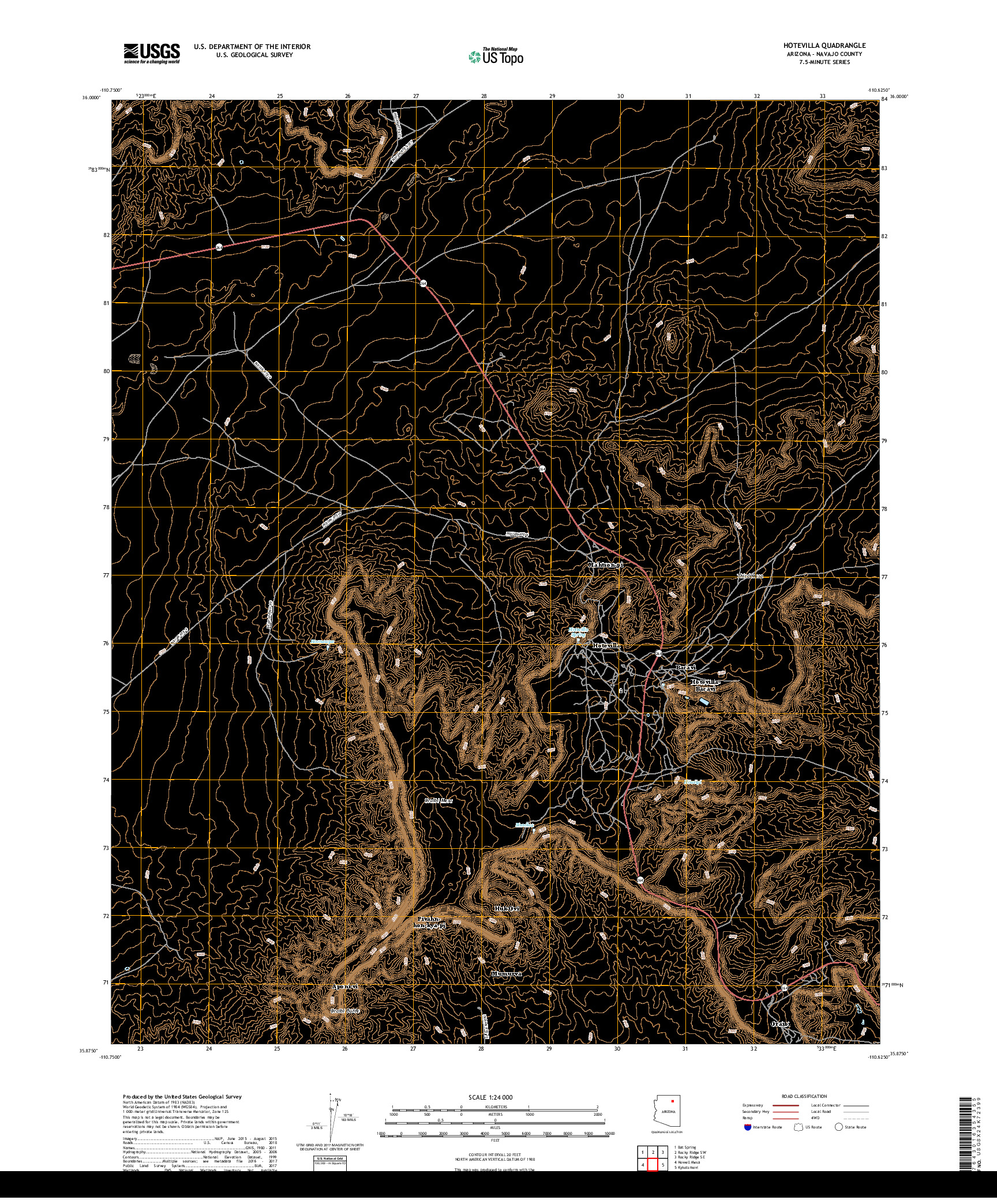 USGS US TOPO 7.5-MINUTE MAP FOR HOTEVILLA, AZ 2018