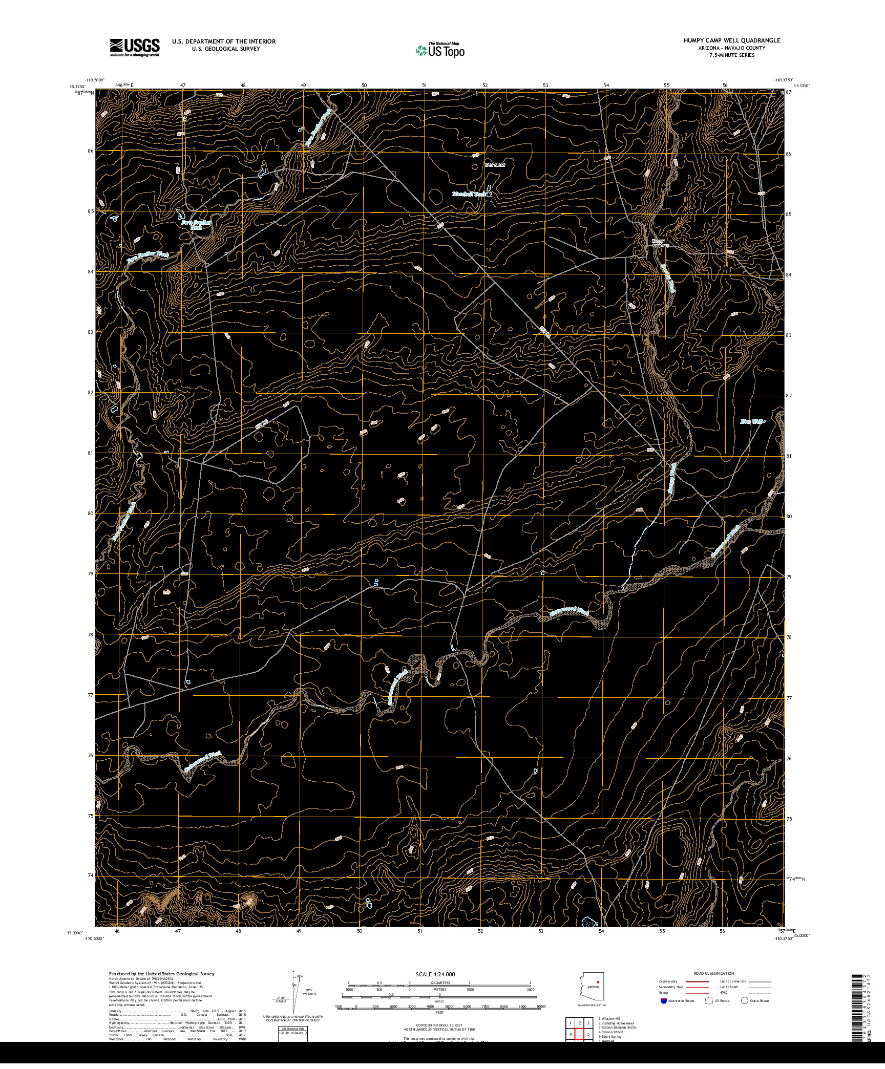 USGS US TOPO 7.5-MINUTE MAP FOR HUMPY CAMP WELL, AZ 2018