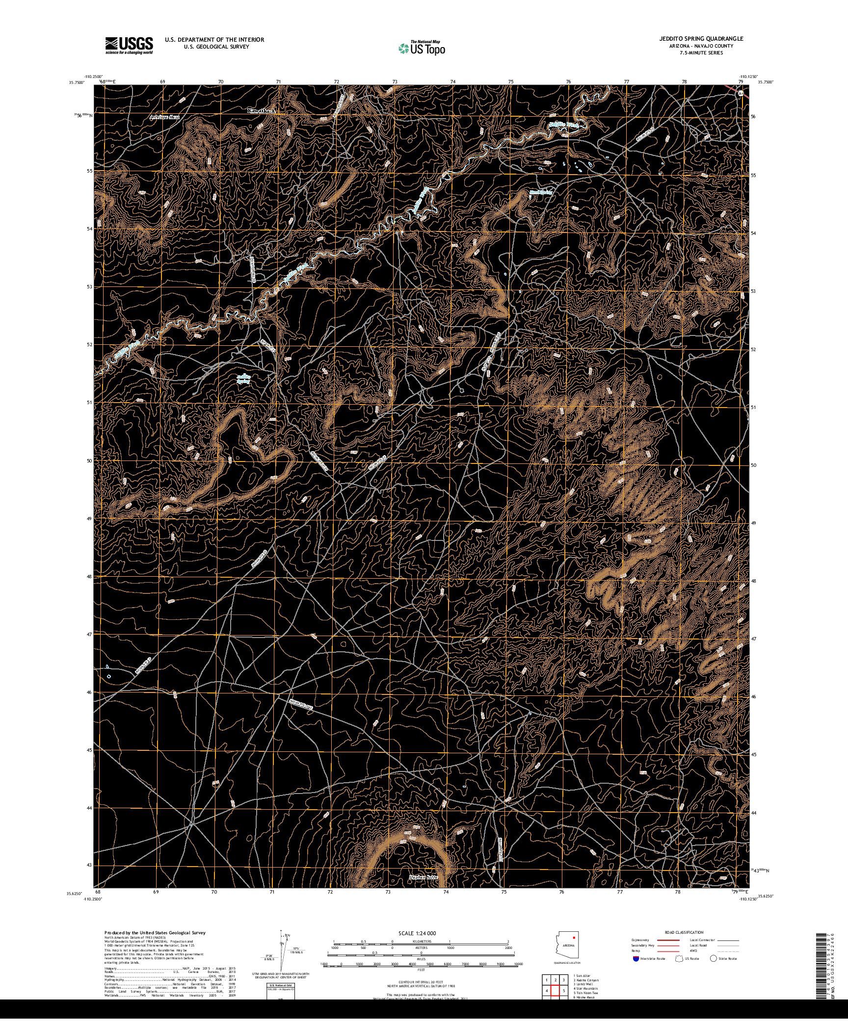 USGS US TOPO 7.5-MINUTE MAP FOR JEDDITO SPRING, AZ 2018