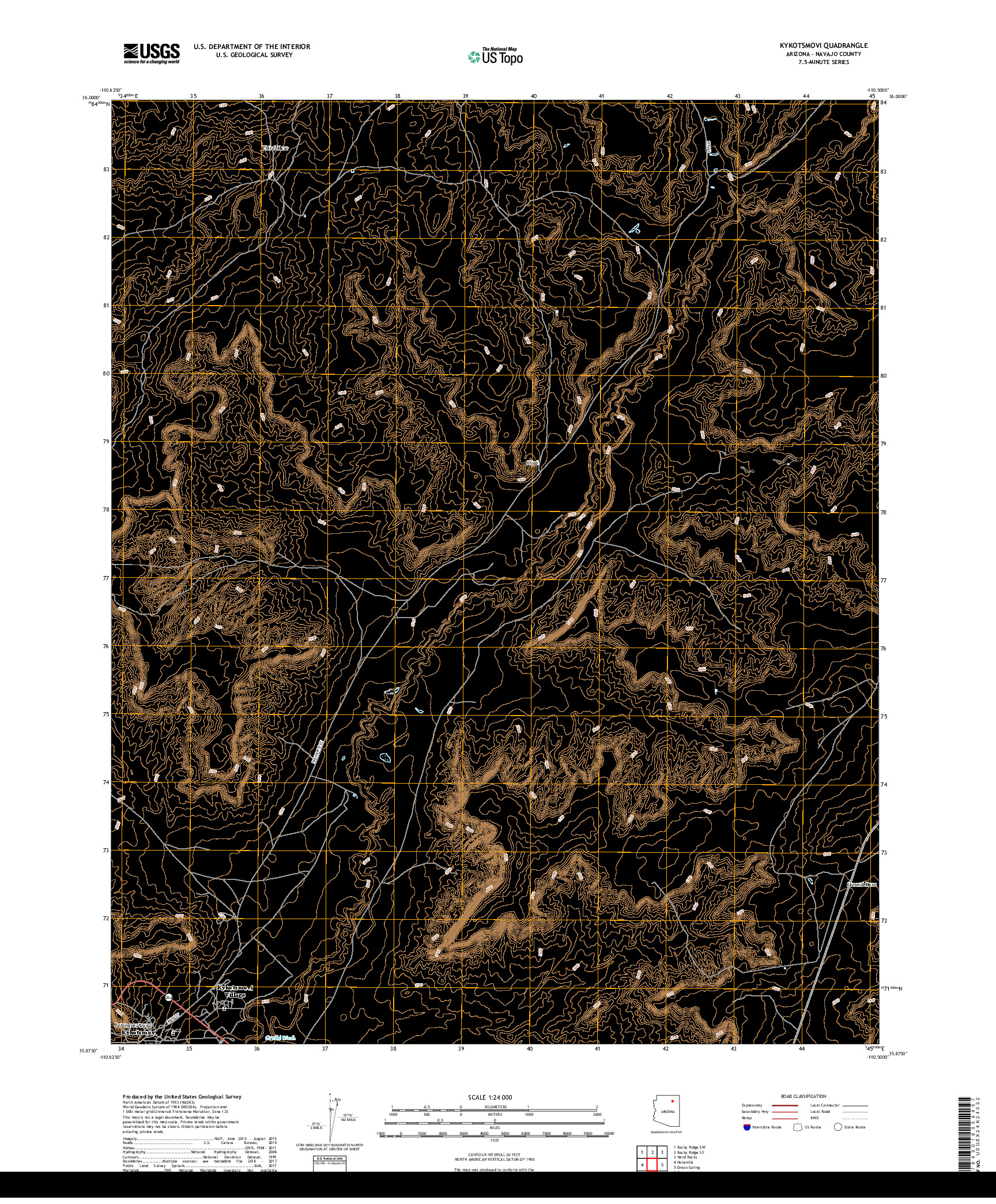 USGS US TOPO 7.5-MINUTE MAP FOR KYKOTSMOVI, AZ 2018