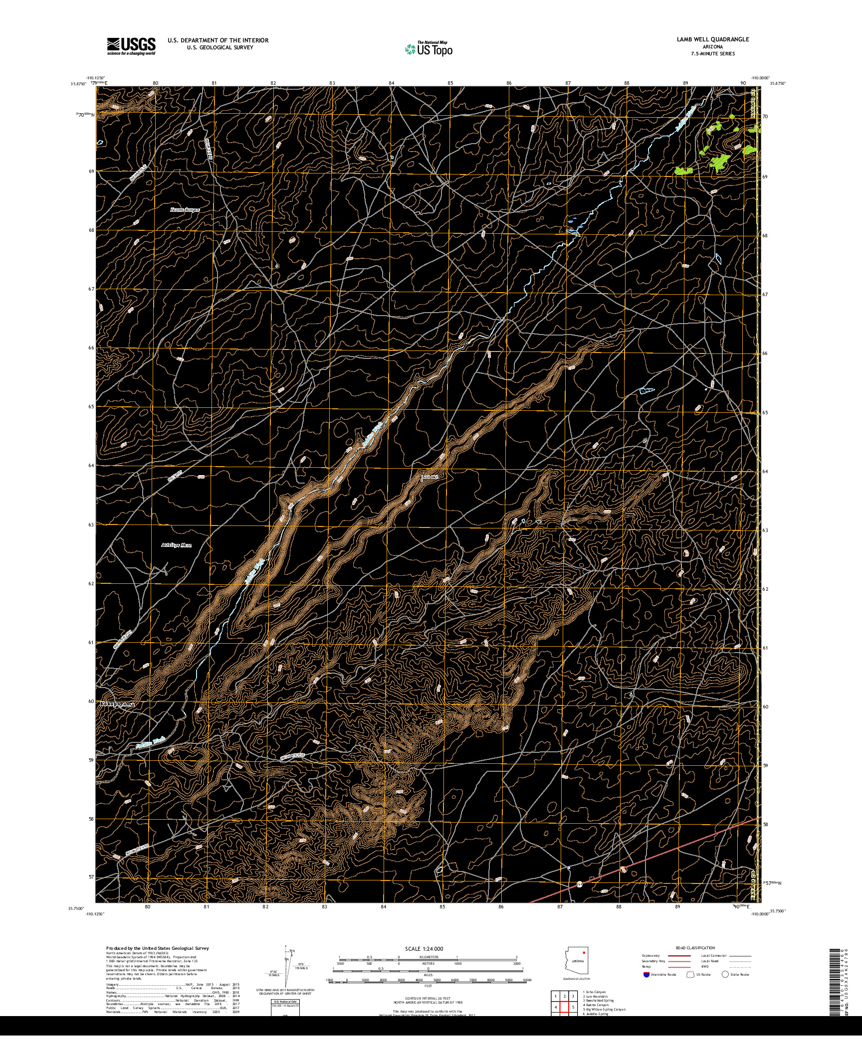 USGS US TOPO 7.5-MINUTE MAP FOR LAMB WELL, AZ 2018