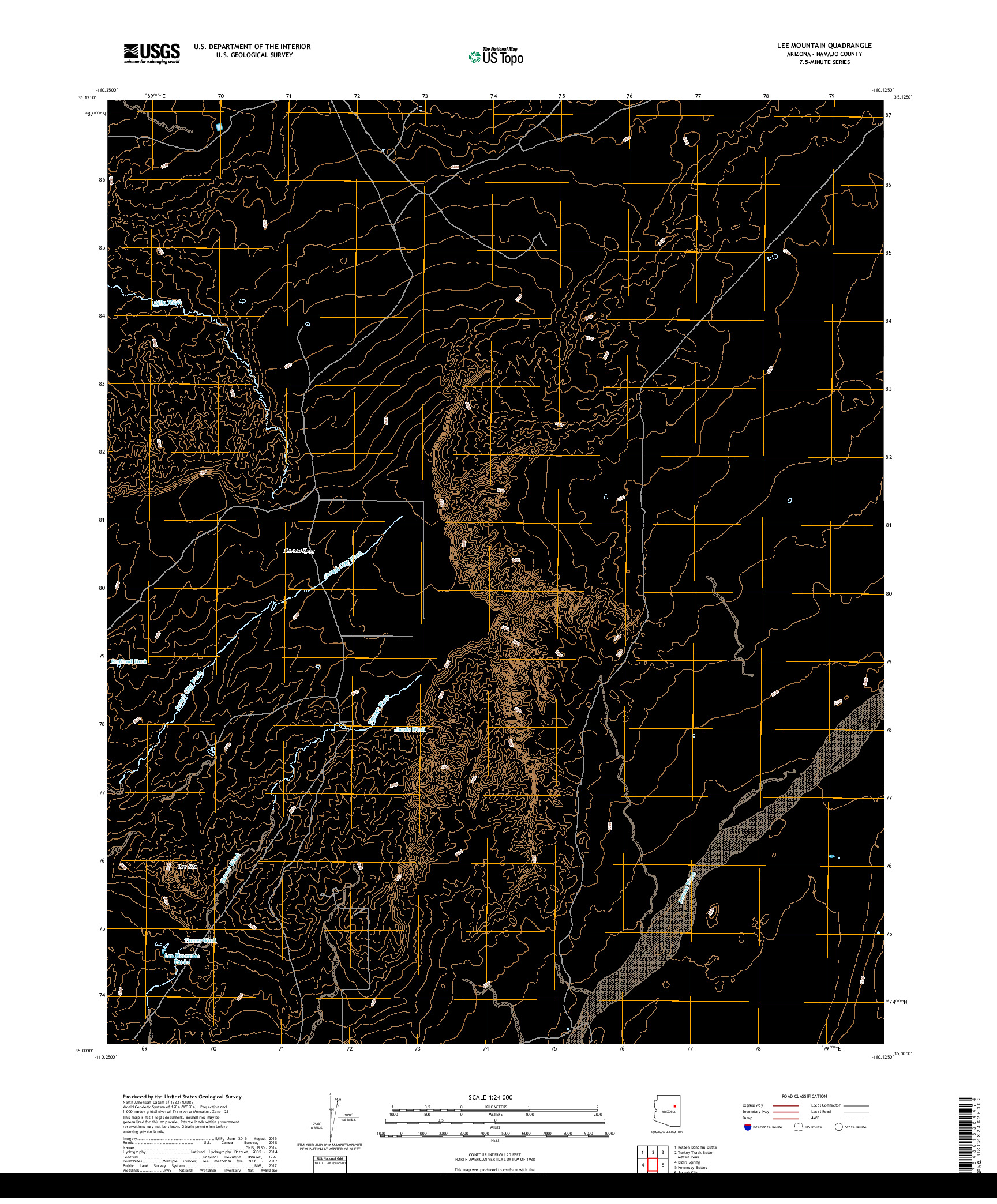 USGS US TOPO 7.5-MINUTE MAP FOR LEE MOUNTAIN, AZ 2018