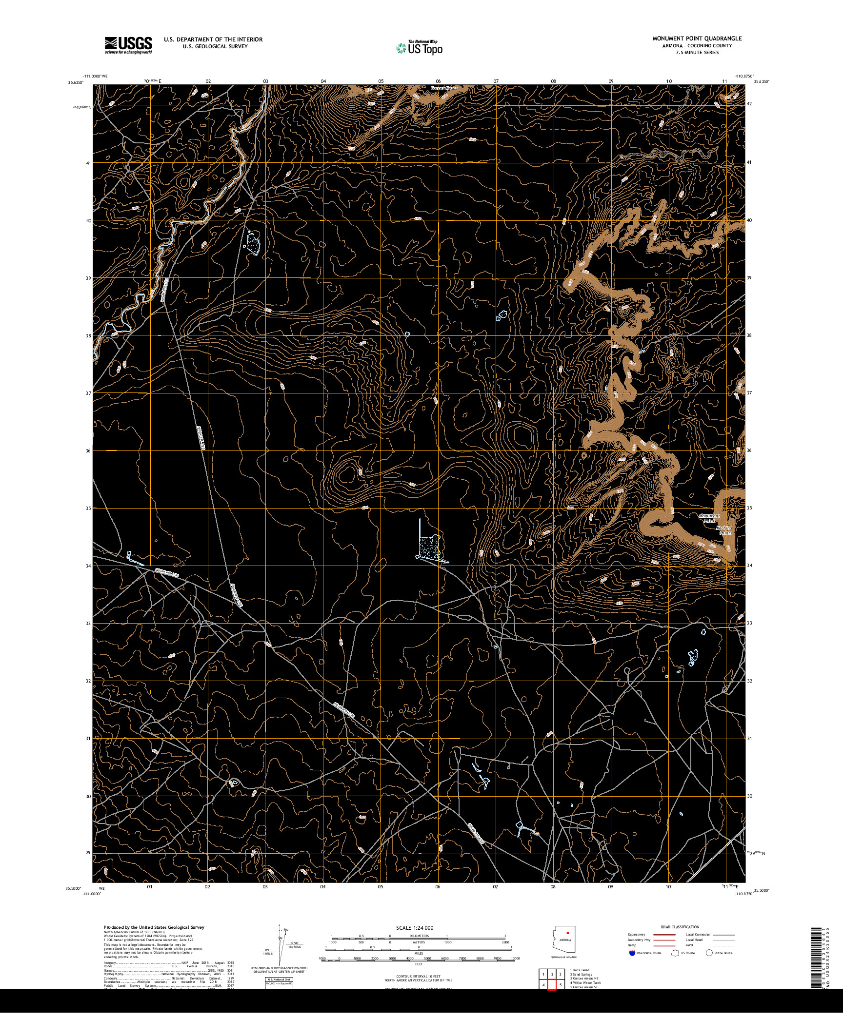 USGS US TOPO 7.5-MINUTE MAP FOR MONUMENT POINT, AZ 2018