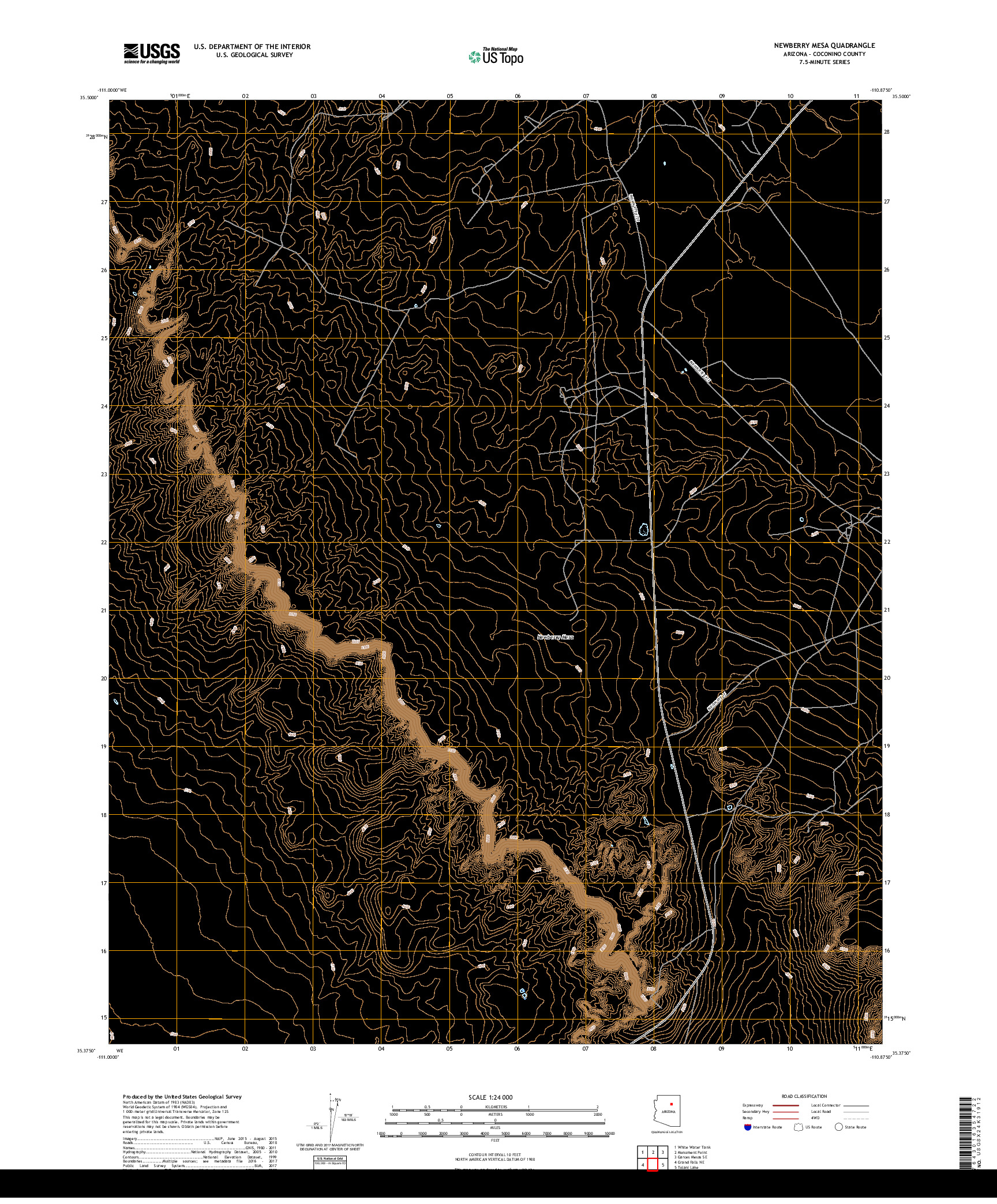 USGS US TOPO 7.5-MINUTE MAP FOR NEWBERRY MESA, AZ 2018