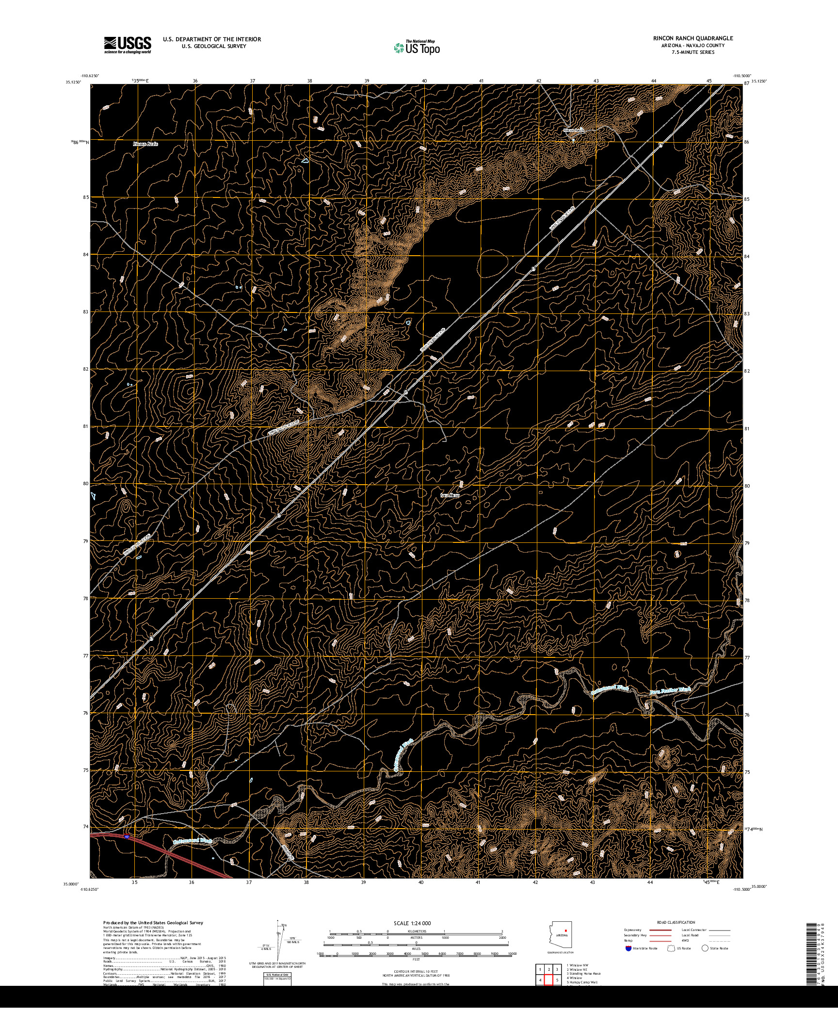 USGS US TOPO 7.5-MINUTE MAP FOR RINCON RANCH, AZ 2018