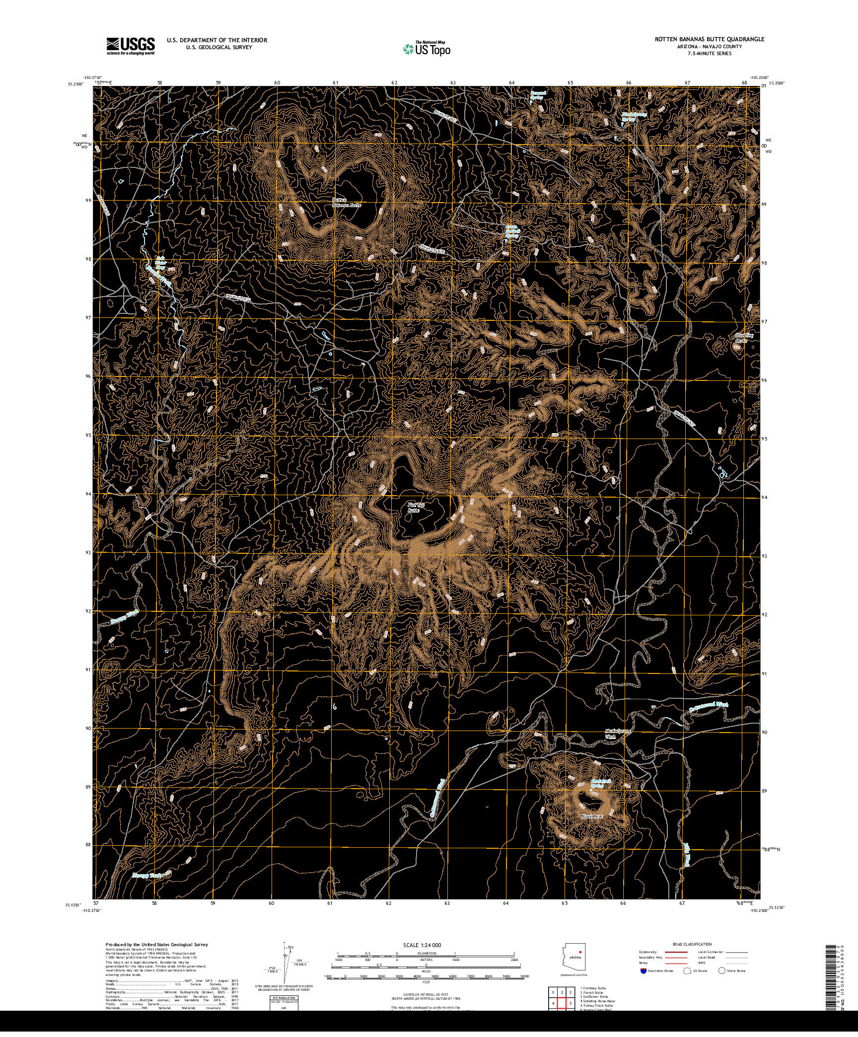 USGS US TOPO 7.5-MINUTE MAP FOR ROTTEN BANANAS BUTTE, AZ 2018