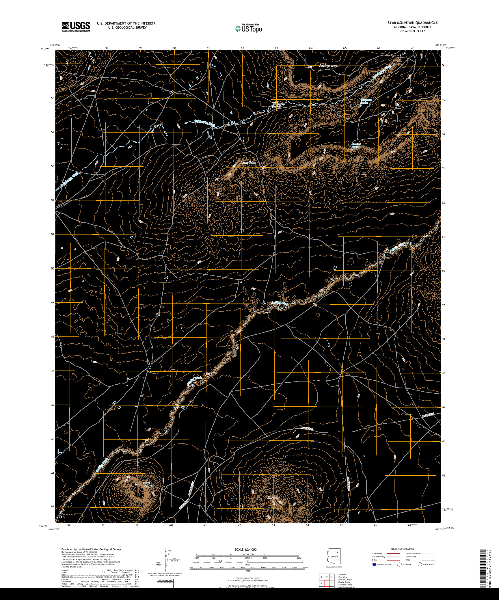 USGS US TOPO 7.5-MINUTE MAP FOR STAR MOUNTAIN, AZ 2018