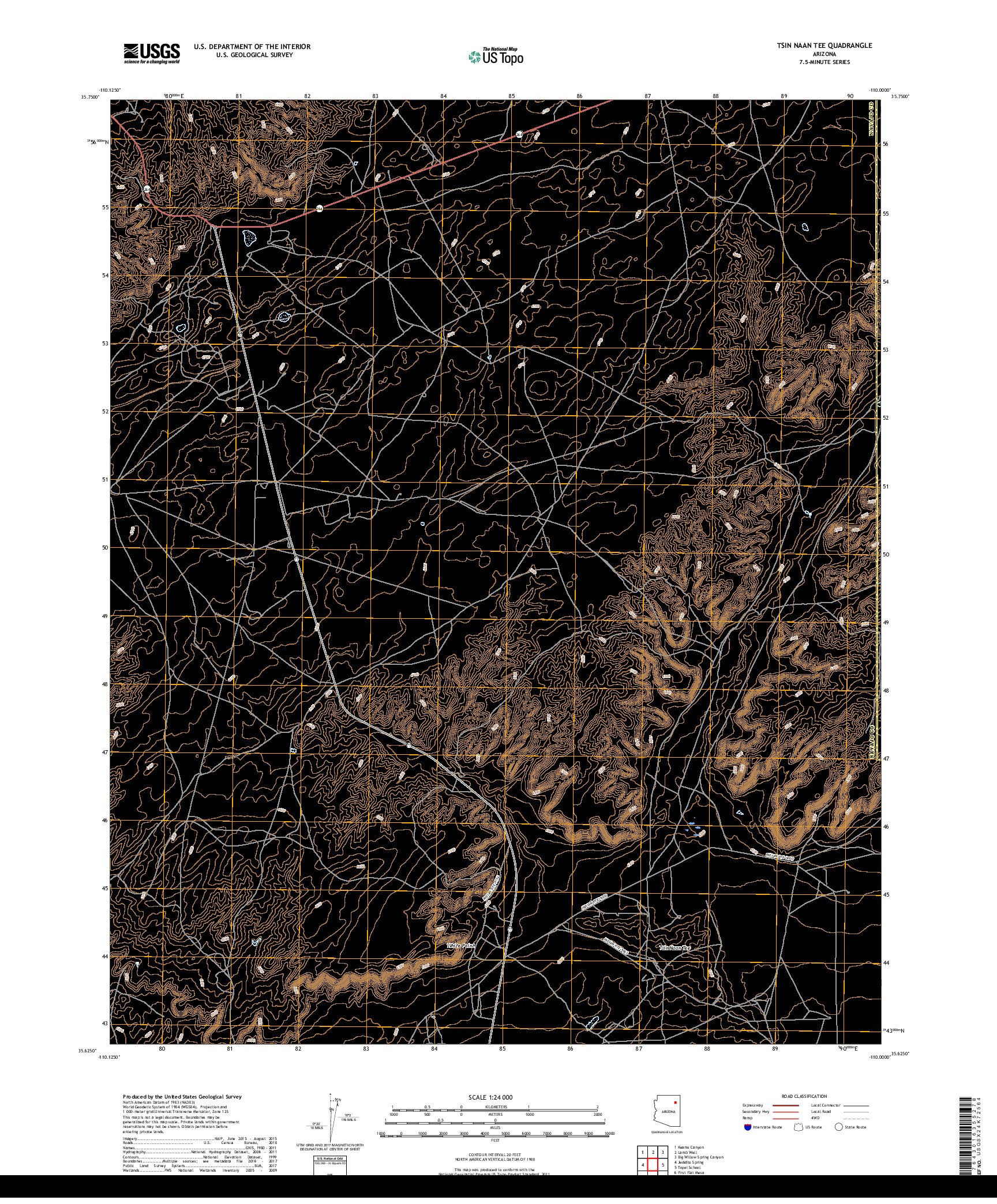 USGS US TOPO 7.5-MINUTE MAP FOR TSIN NAAN TEE, AZ 2018