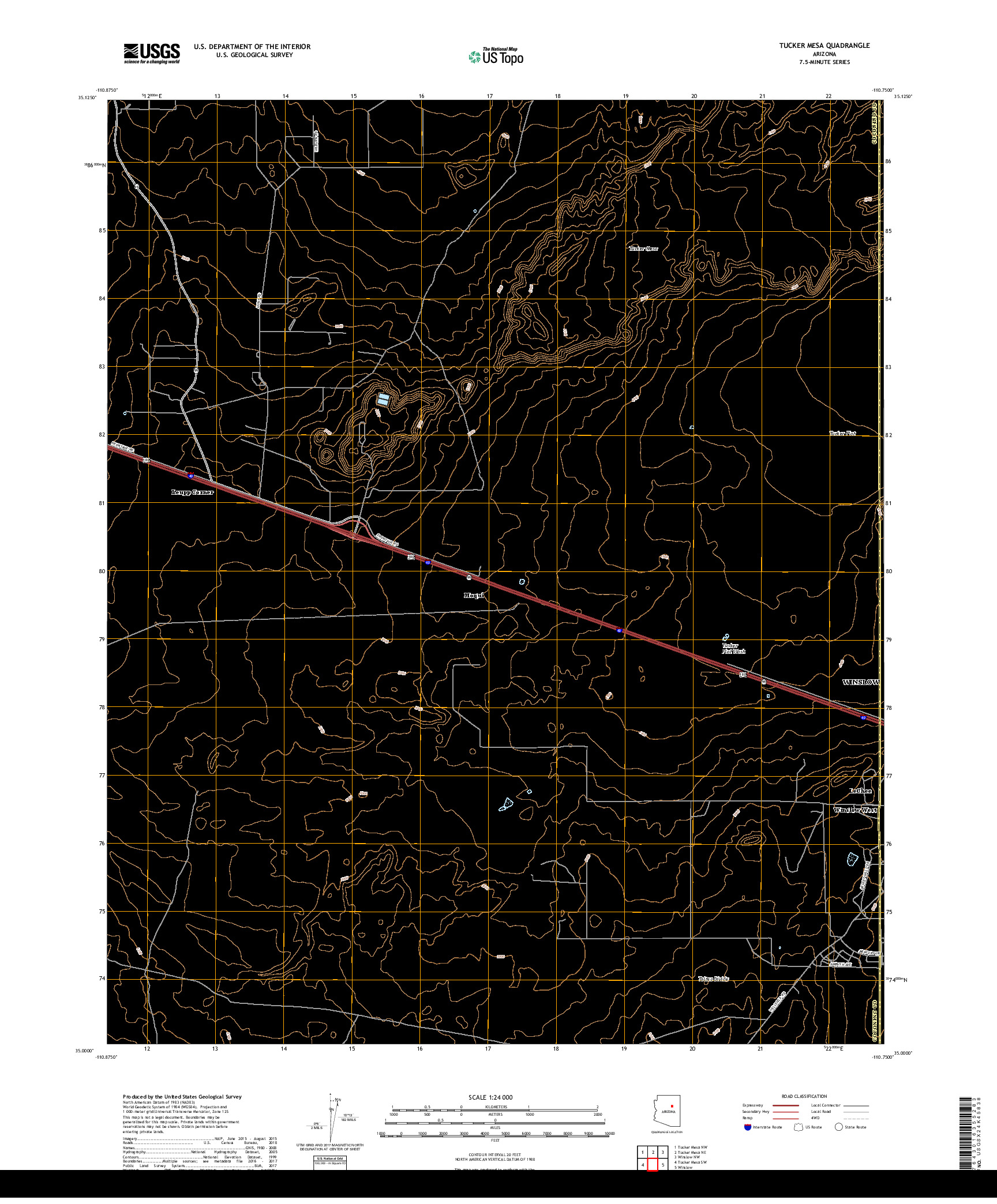 USGS US TOPO 7.5-MINUTE MAP FOR TUCKER MESA, AZ 2018