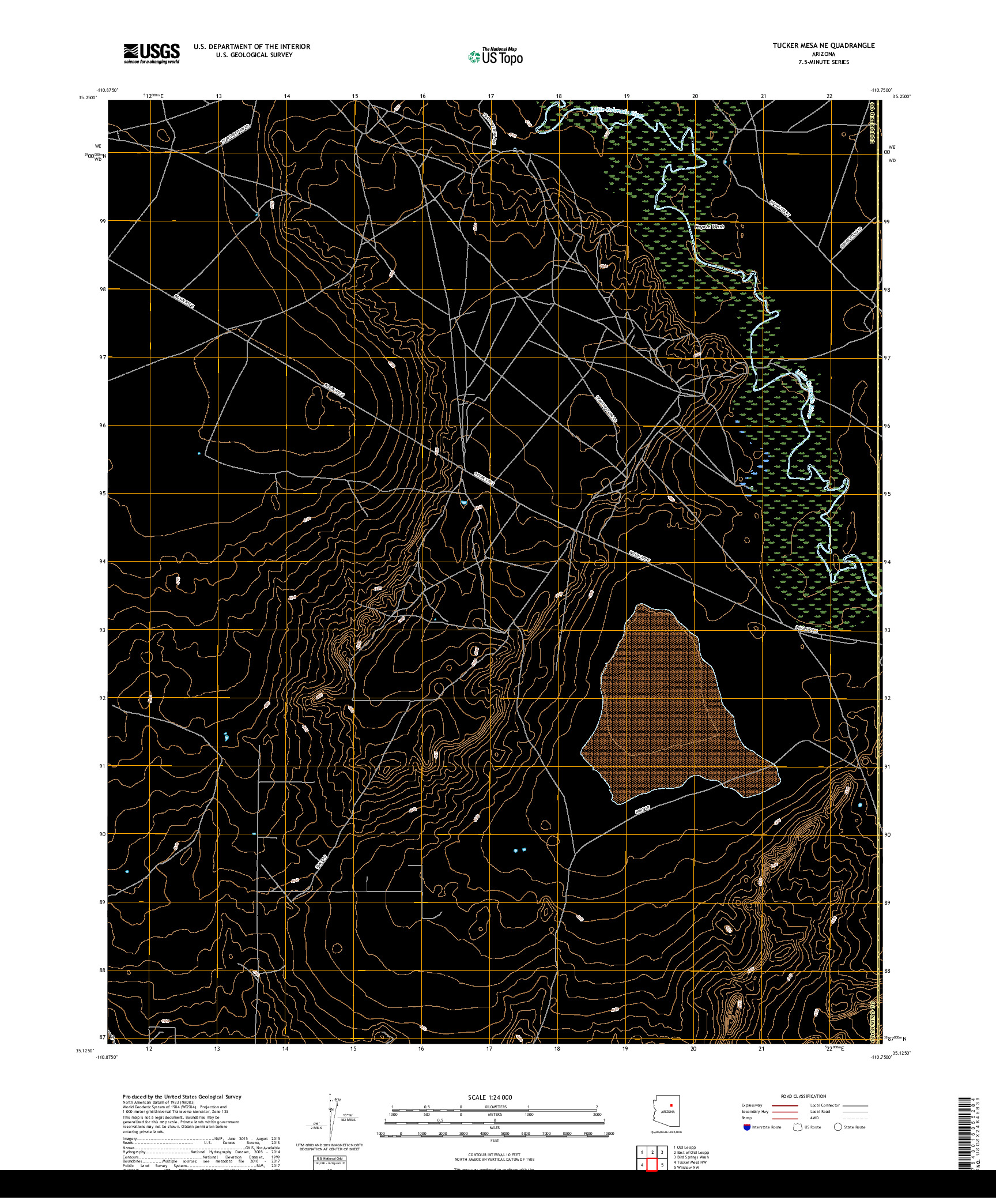 USGS US TOPO 7.5-MINUTE MAP FOR TUCKER MESA NE, AZ 2018