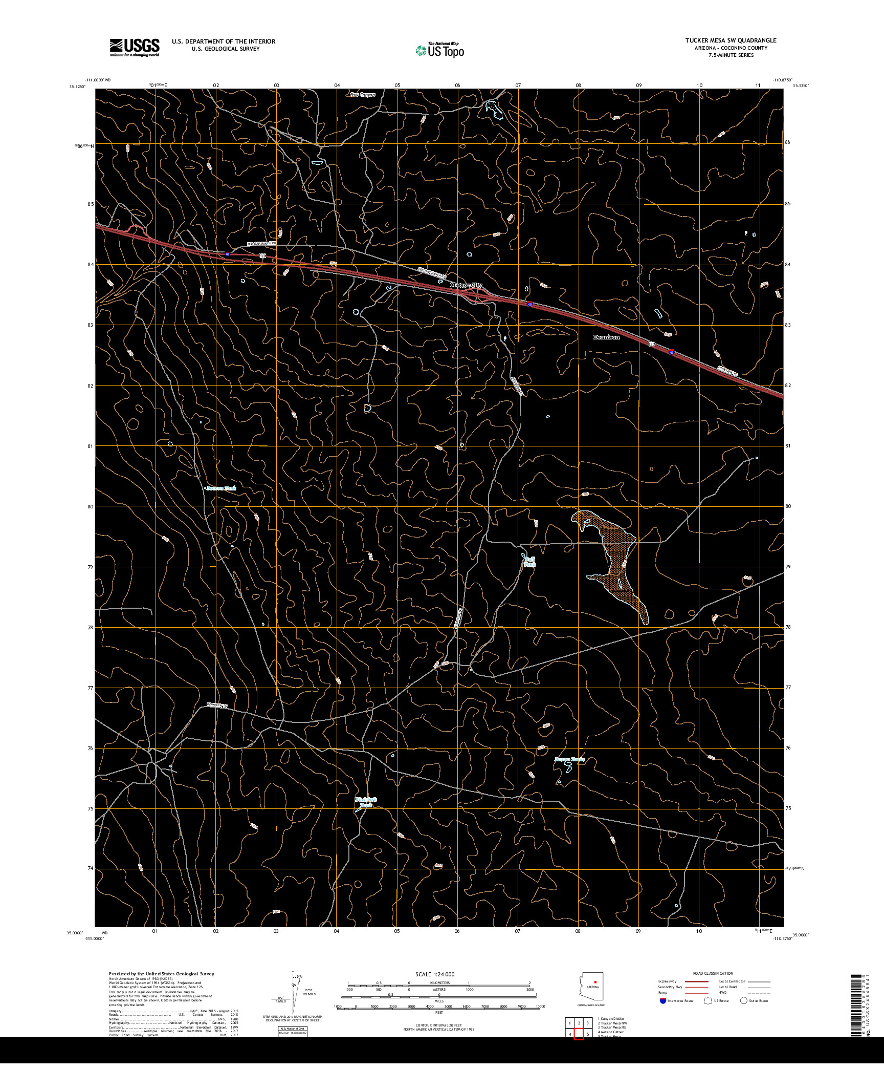 USGS US TOPO 7.5-MINUTE MAP FOR TUCKER MESA SW, AZ 2018