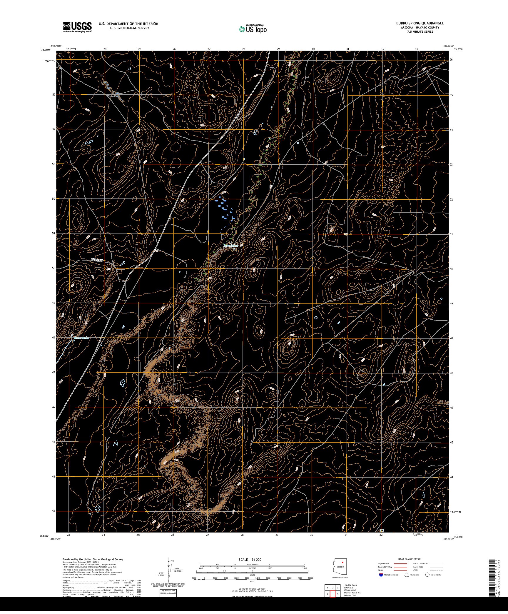 USGS US TOPO 7.5-MINUTE MAP FOR BURRO SPRING, AZ 2018