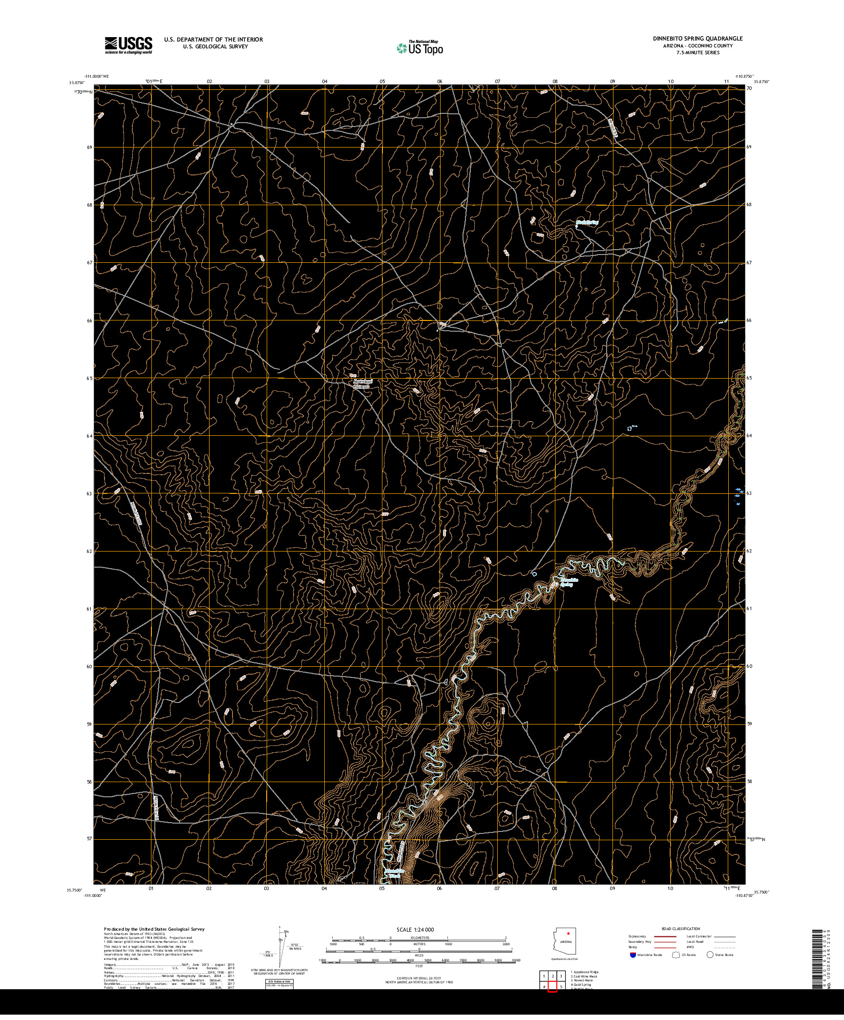 USGS US TOPO 7.5-MINUTE MAP FOR DINNEBITO SPRING, AZ 2018