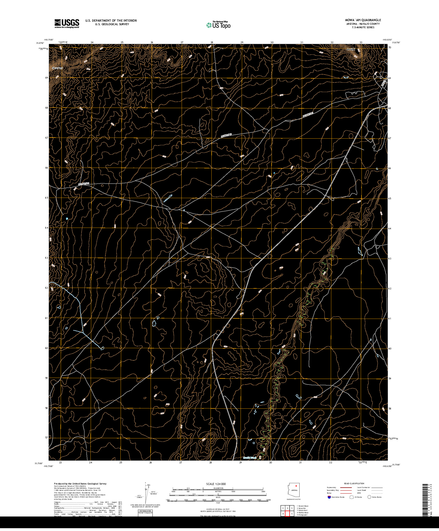 USGS US TOPO 7.5-MINUTE MAP FOR MOWAAPI, AZ 2018