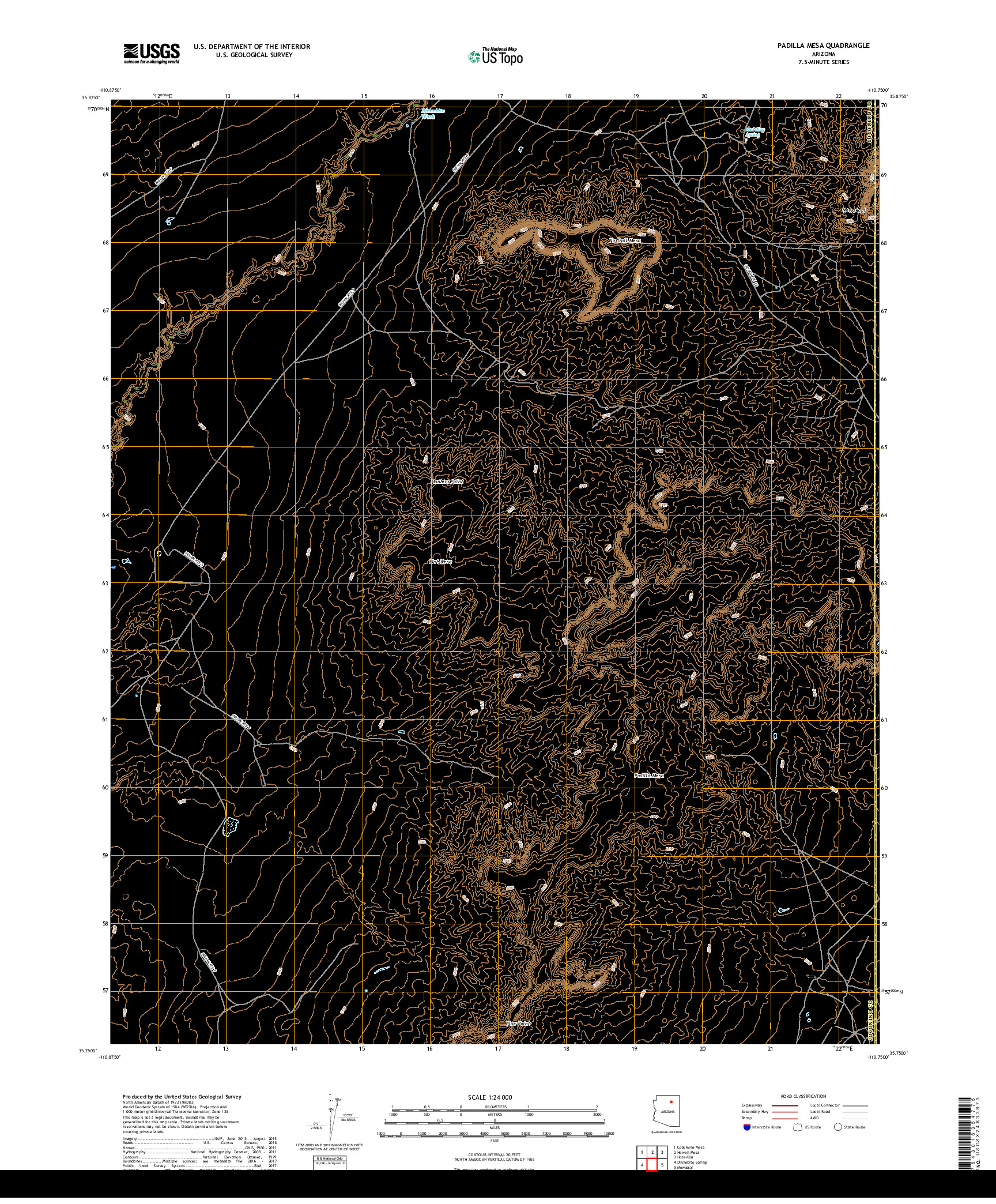 USGS US TOPO 7.5-MINUTE MAP FOR PADILLA MESA, AZ 2018