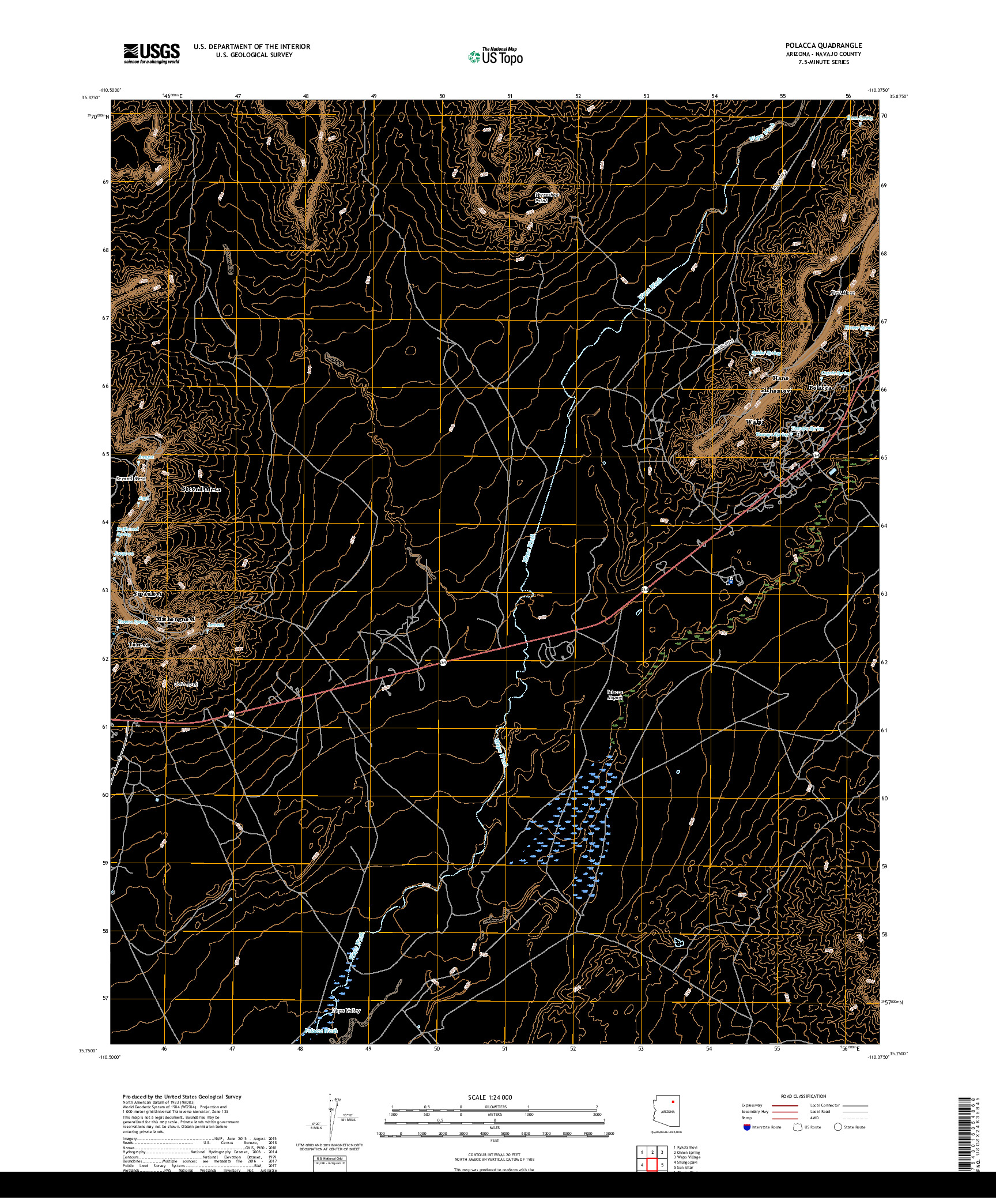 USGS US TOPO 7.5-MINUTE MAP FOR POLACCA, AZ 2018