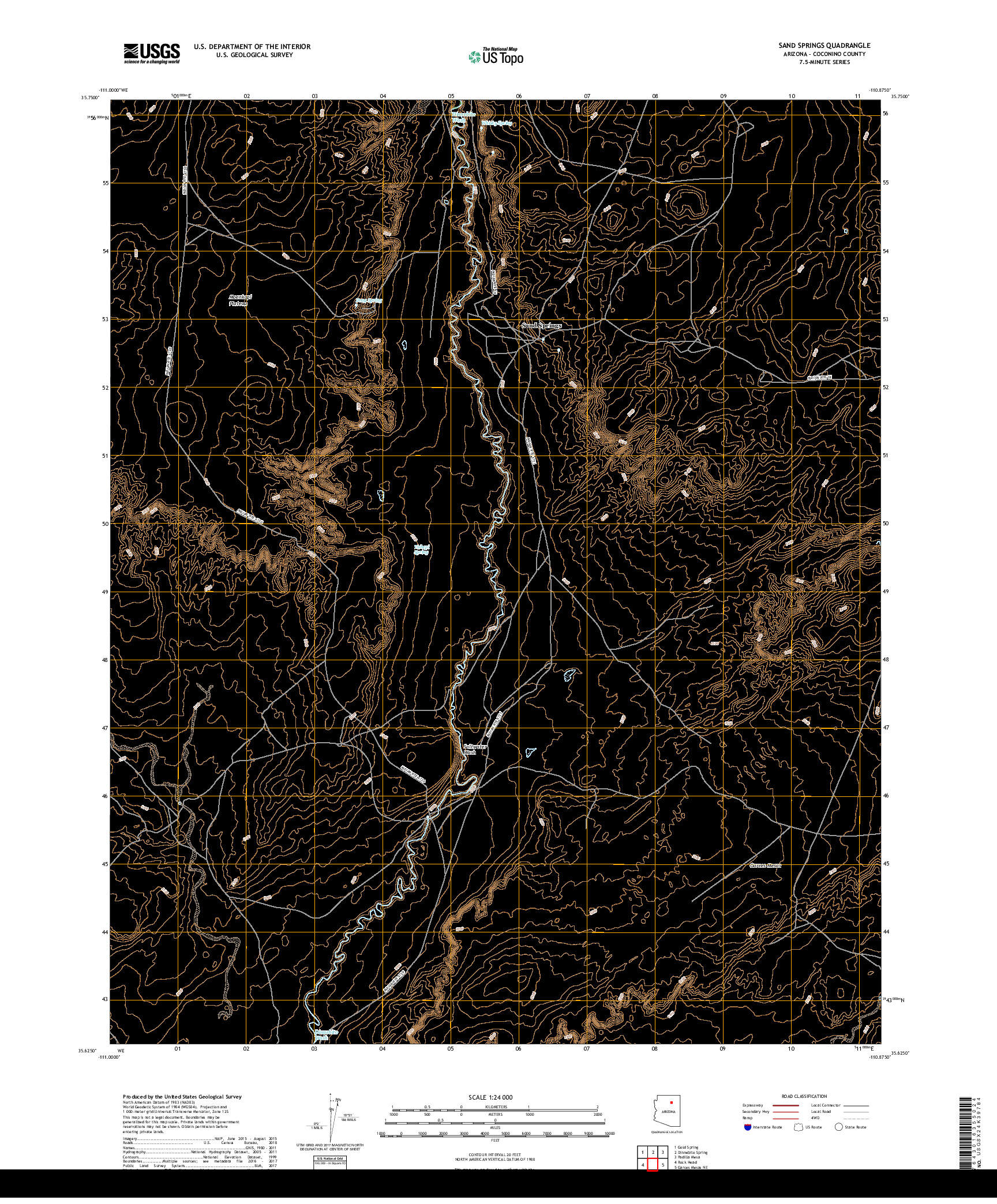 USGS US TOPO 7.5-MINUTE MAP FOR SAND SPRINGS, AZ 2018