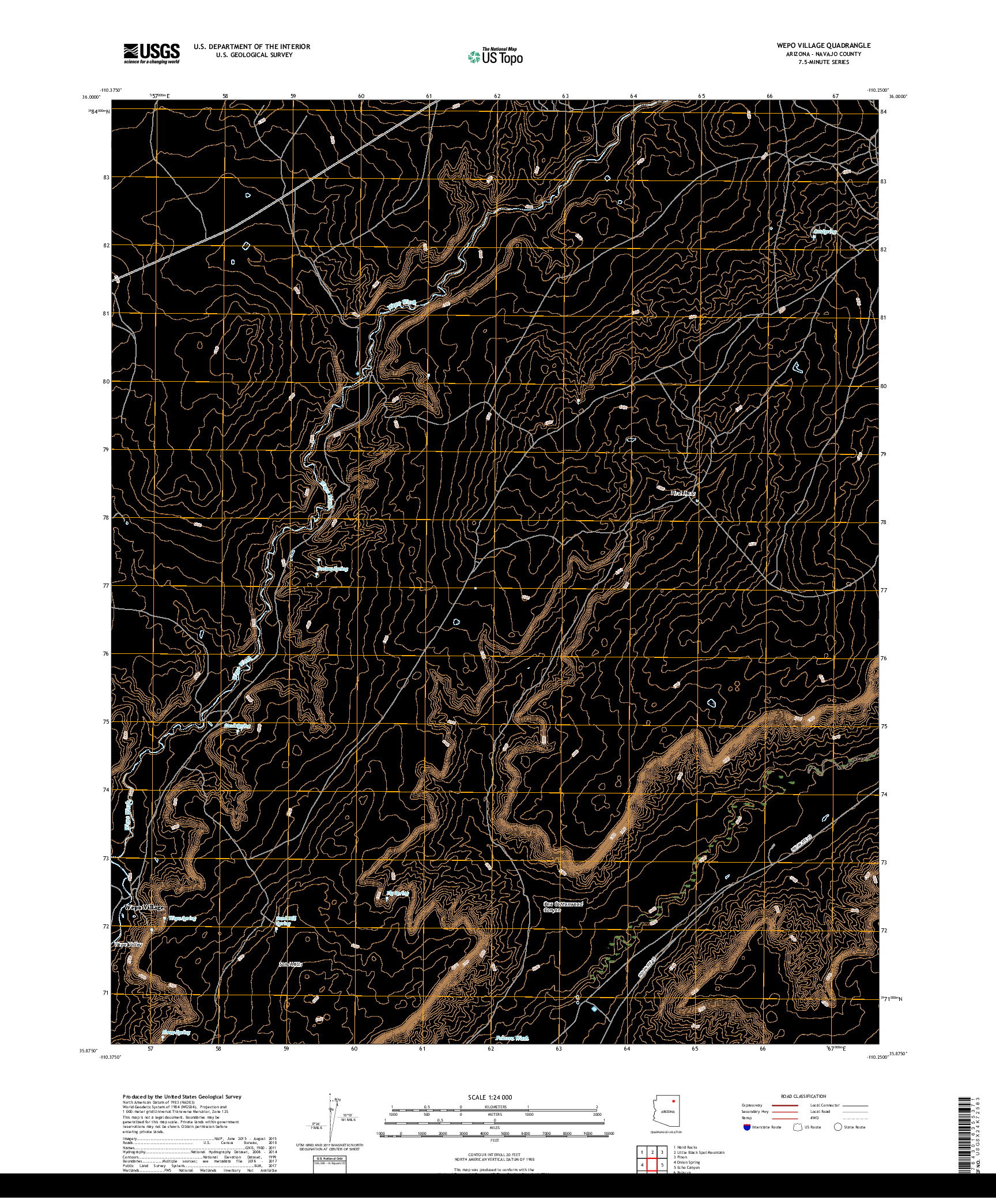 USGS US TOPO 7.5-MINUTE MAP FOR WEPO VILLAGE, AZ 2018