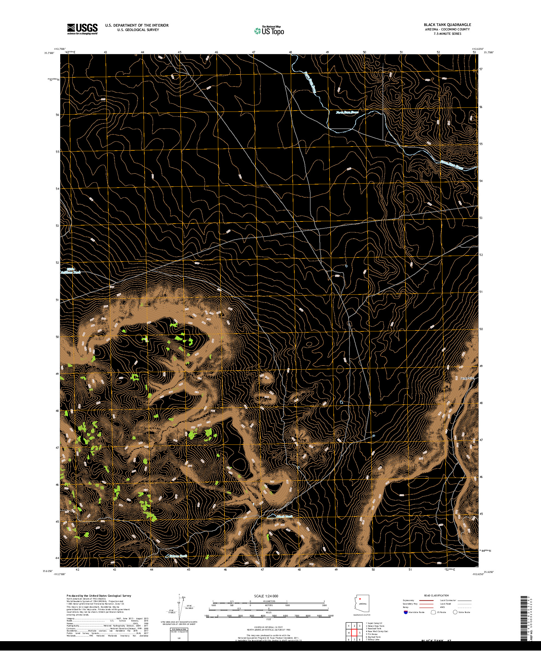 USGS US TOPO 7.5-MINUTE MAP FOR BLACK TANK, AZ 2018