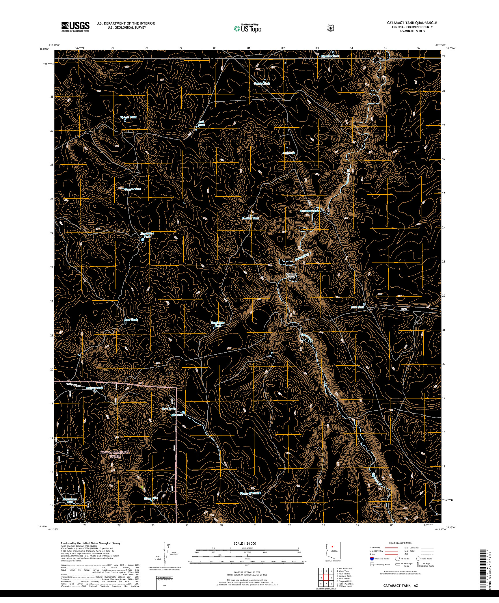 USGS US TOPO 7.5-MINUTE MAP FOR CATARACT TANK, AZ 2018