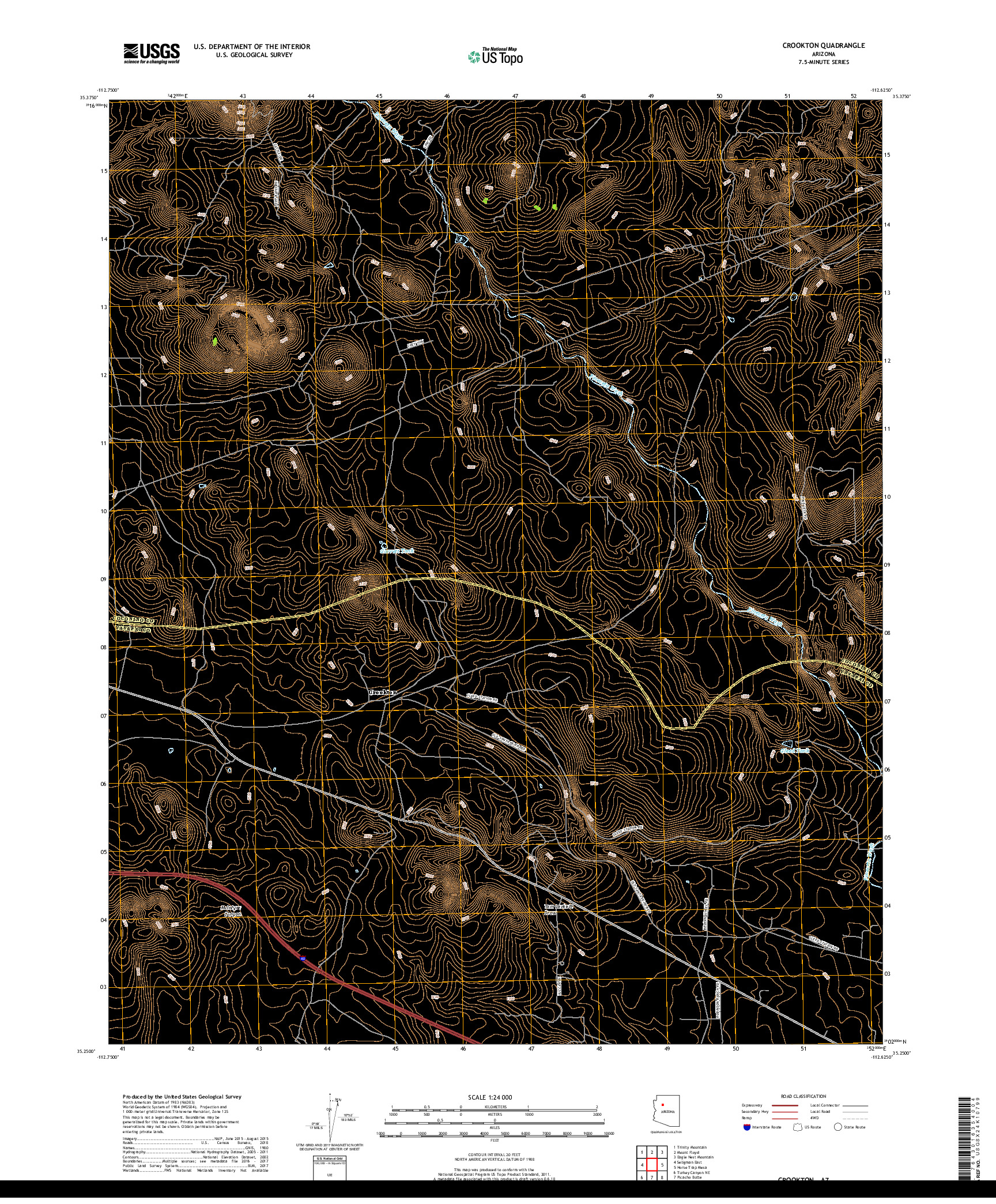 USGS US TOPO 7.5-MINUTE MAP FOR CROOKTON, AZ 2018