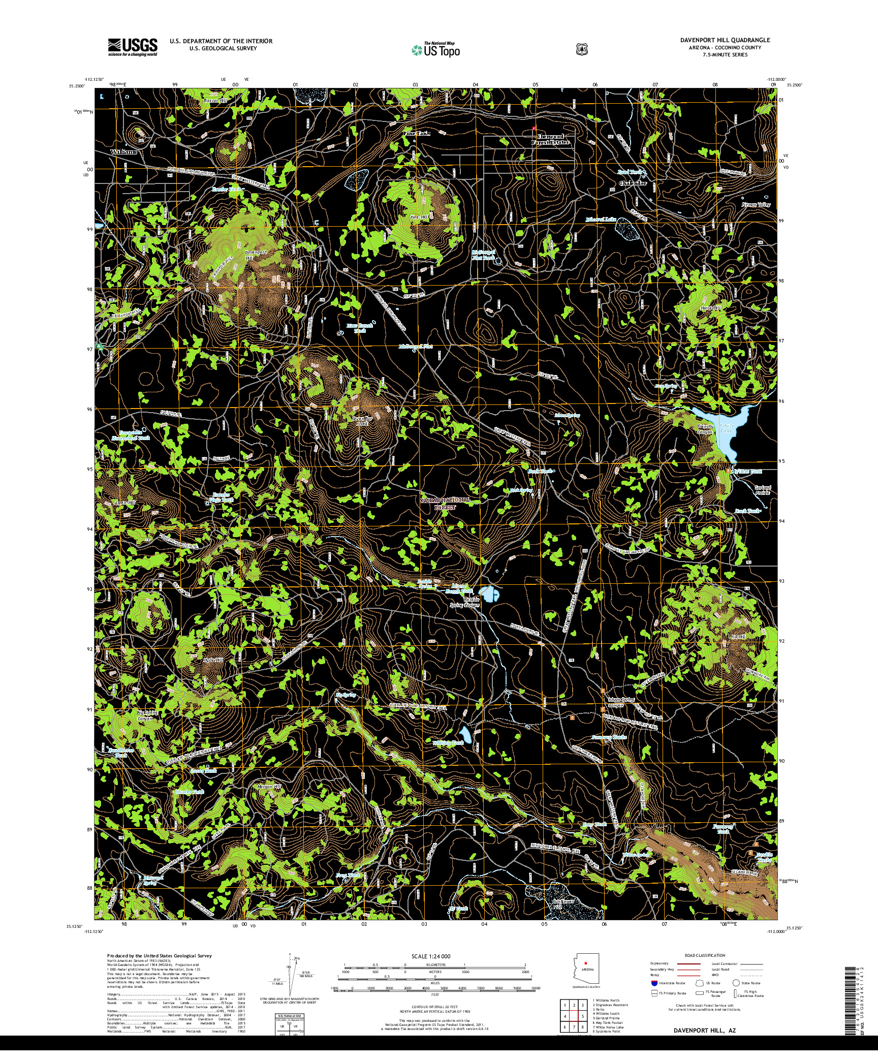 USGS US TOPO 7.5-MINUTE MAP FOR DAVENPORT HILL, AZ 2018