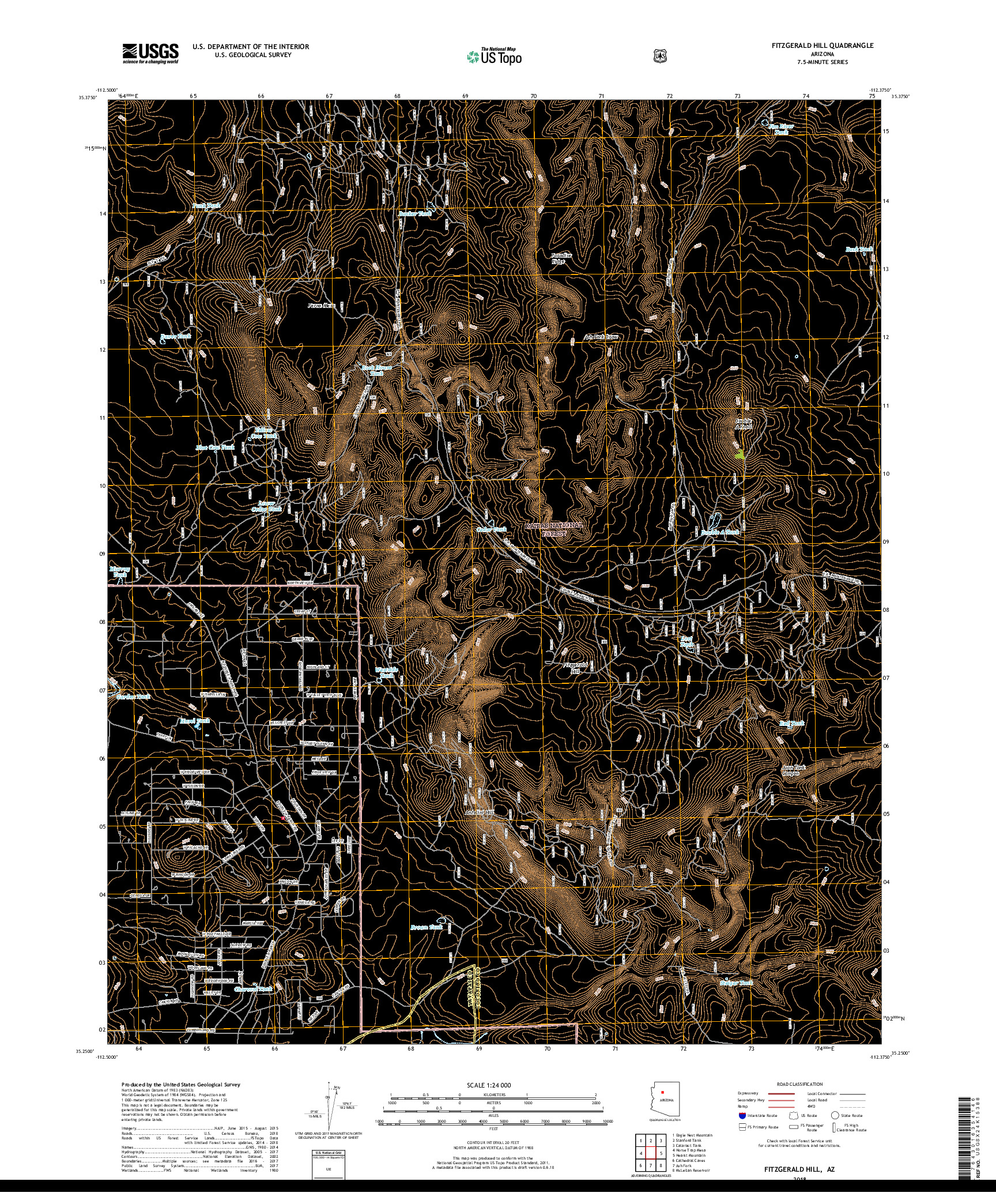 USGS US TOPO 7.5-MINUTE MAP FOR FITZGERALD HILL, AZ 2018