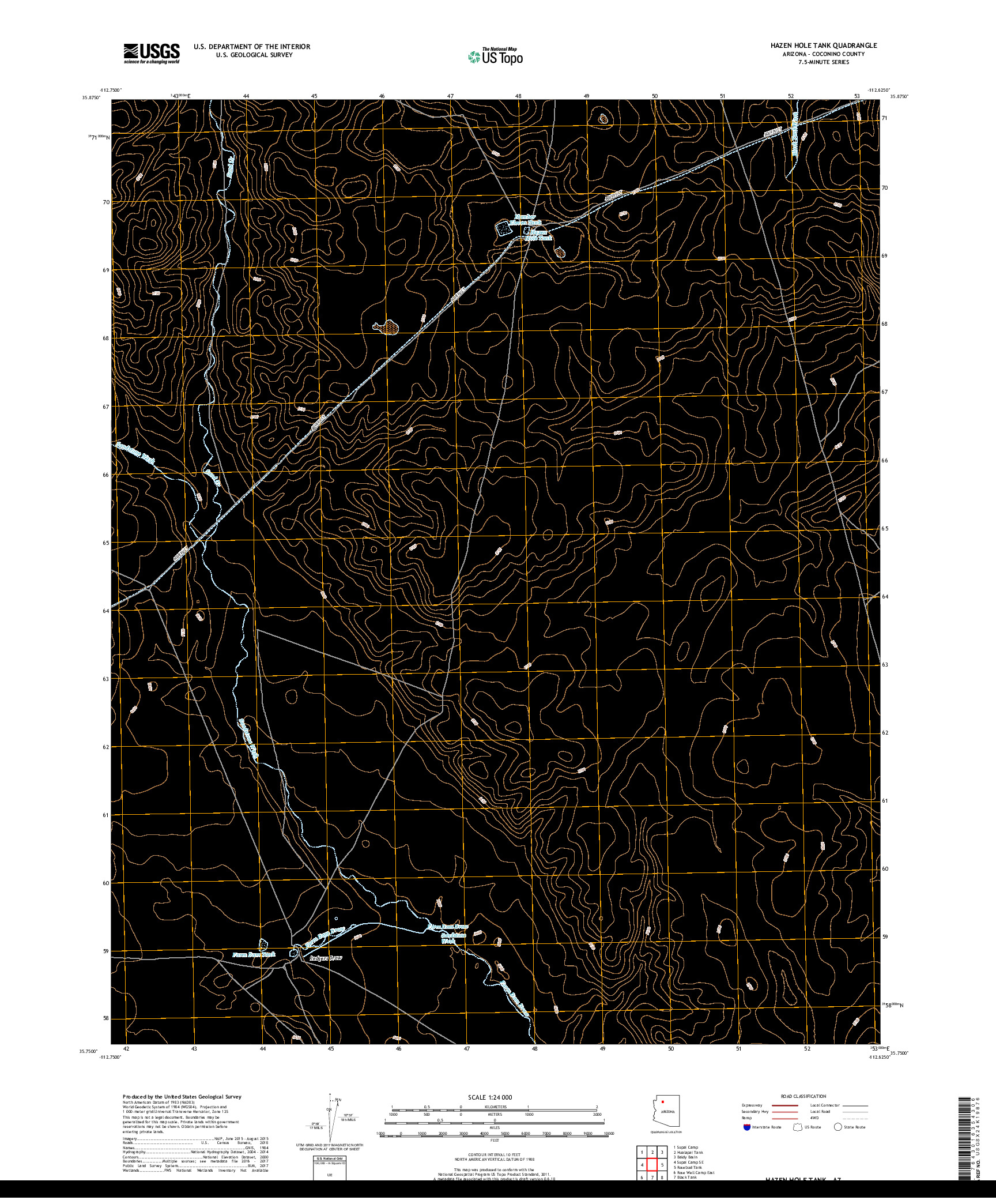 USGS US TOPO 7.5-MINUTE MAP FOR HAZEN HOLE TANK, AZ 2018