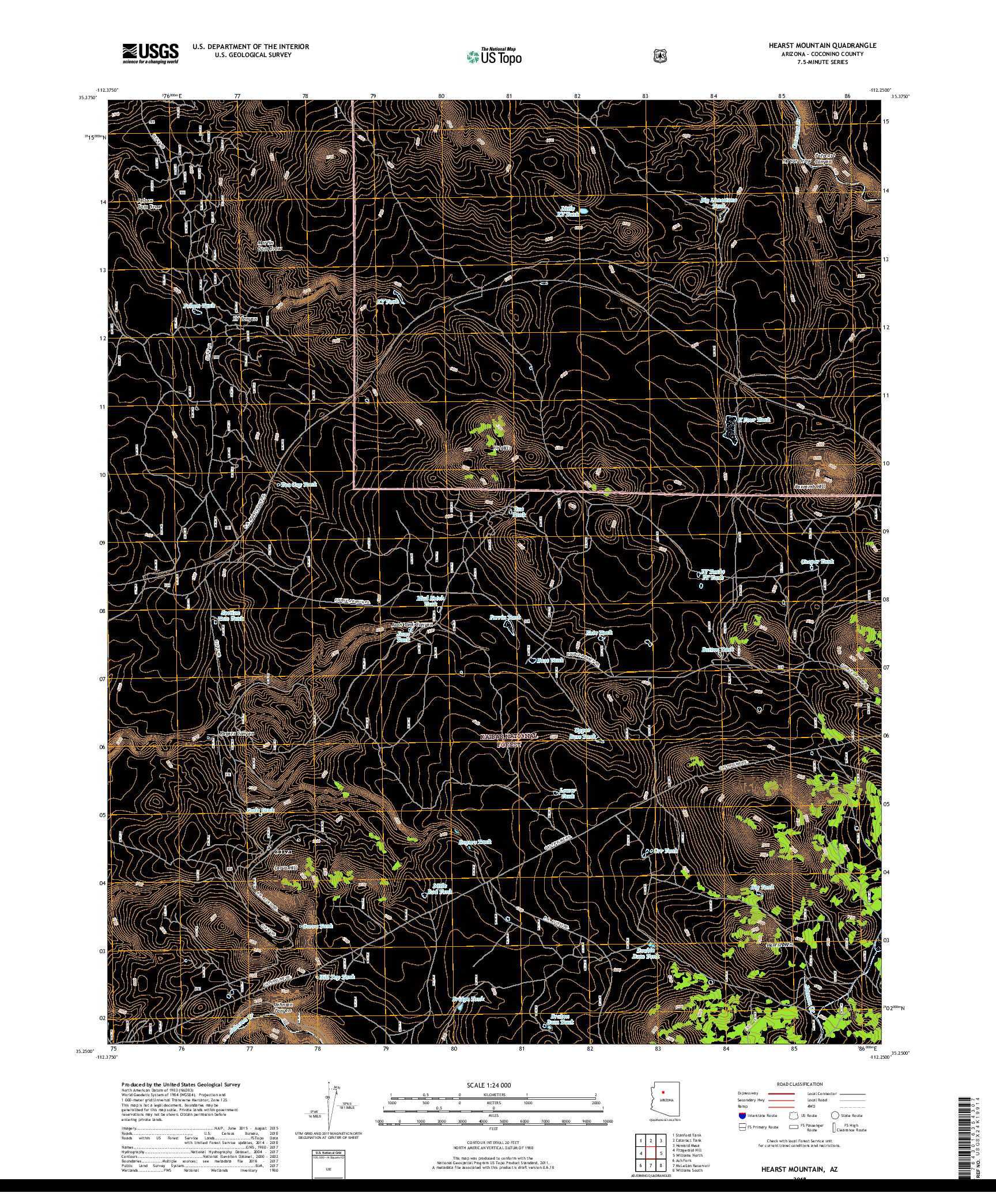 USGS US TOPO 7.5-MINUTE MAP FOR HEARST MOUNTAIN, AZ 2018