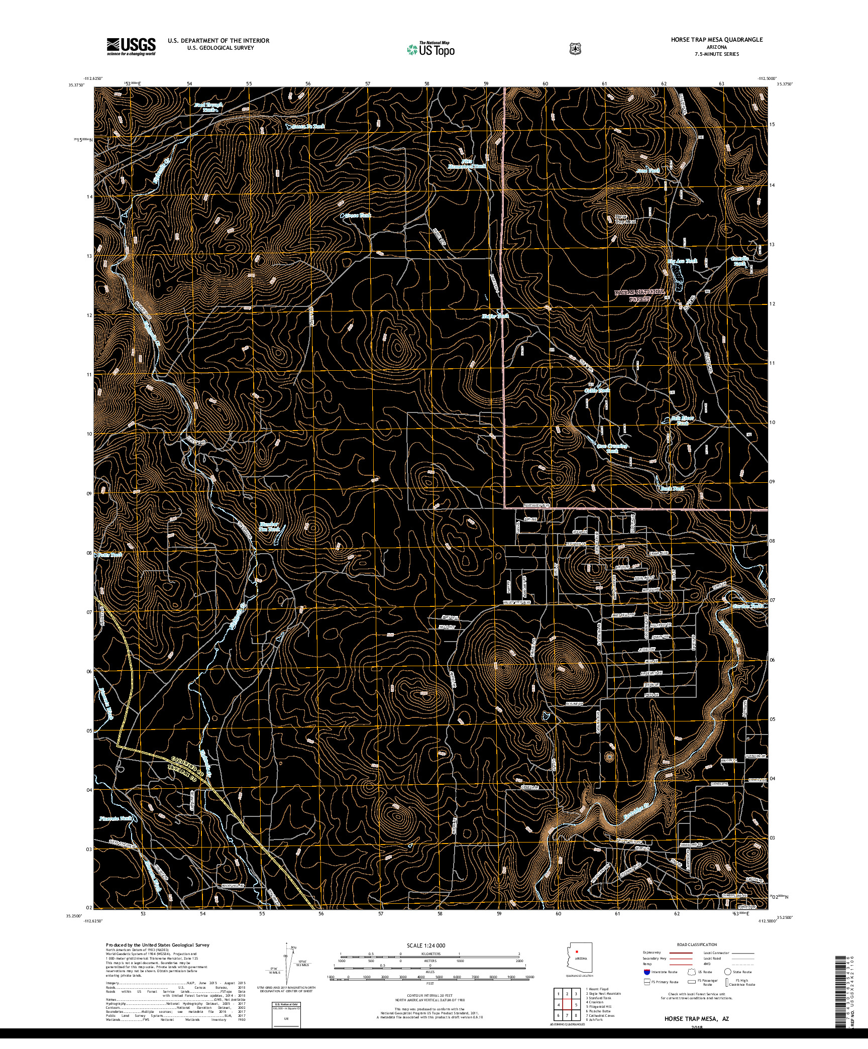 USGS US TOPO 7.5-MINUTE MAP FOR HORSE TRAP MESA, AZ 2018