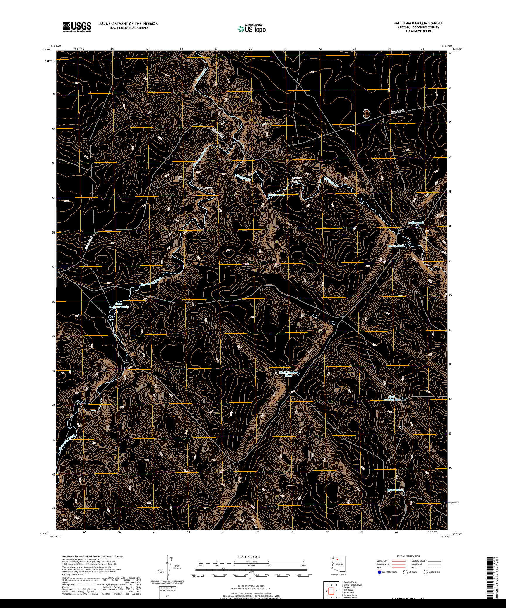 USGS US TOPO 7.5-MINUTE MAP FOR MARKHAM DAM, AZ 2018