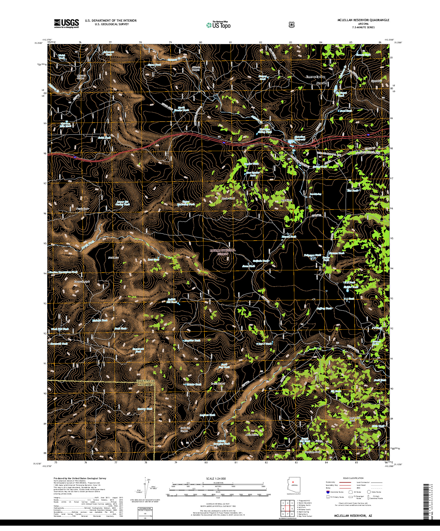 USGS US TOPO 7.5-MINUTE MAP FOR MCLELLAN RESERVOIR, AZ 2018