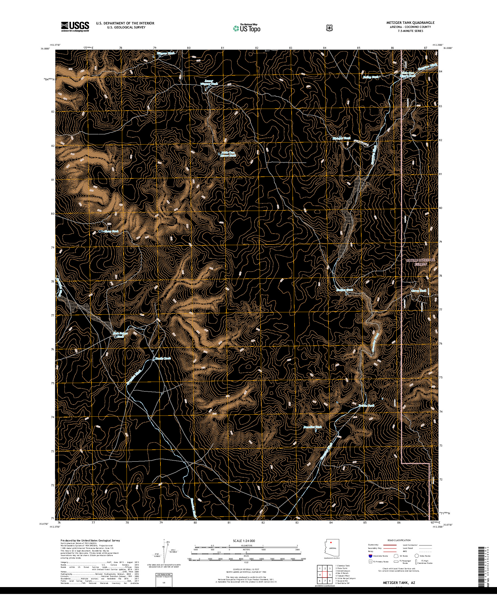 USGS US TOPO 7.5-MINUTE MAP FOR METZGER TANK, AZ 2018