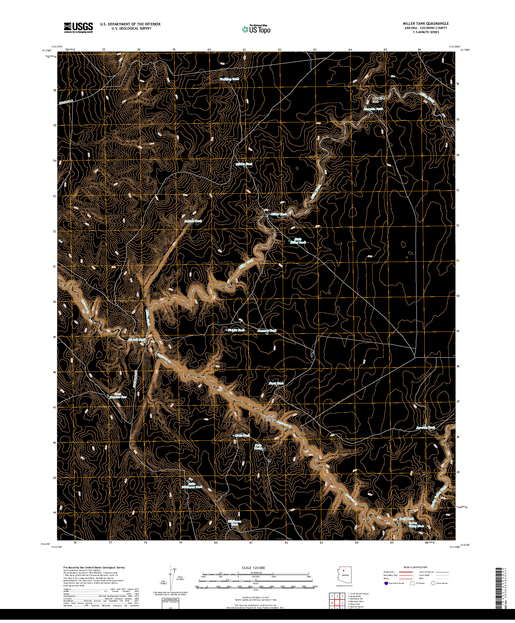 USGS US TOPO 7.5-MINUTE MAP FOR MILLER TANK, AZ 2018