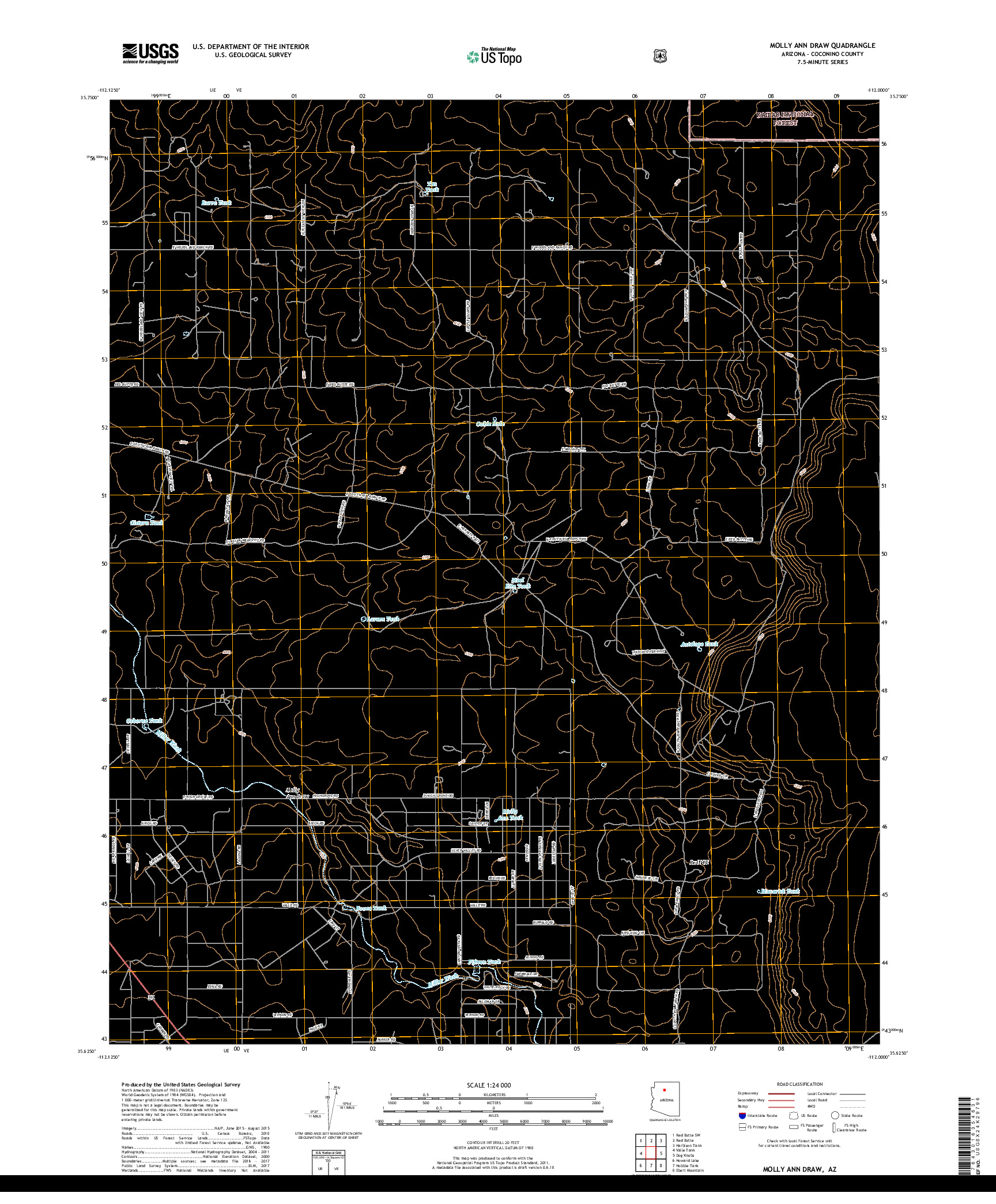 USGS US TOPO 7.5-MINUTE MAP FOR MOLLY ANN DRAW, AZ 2018