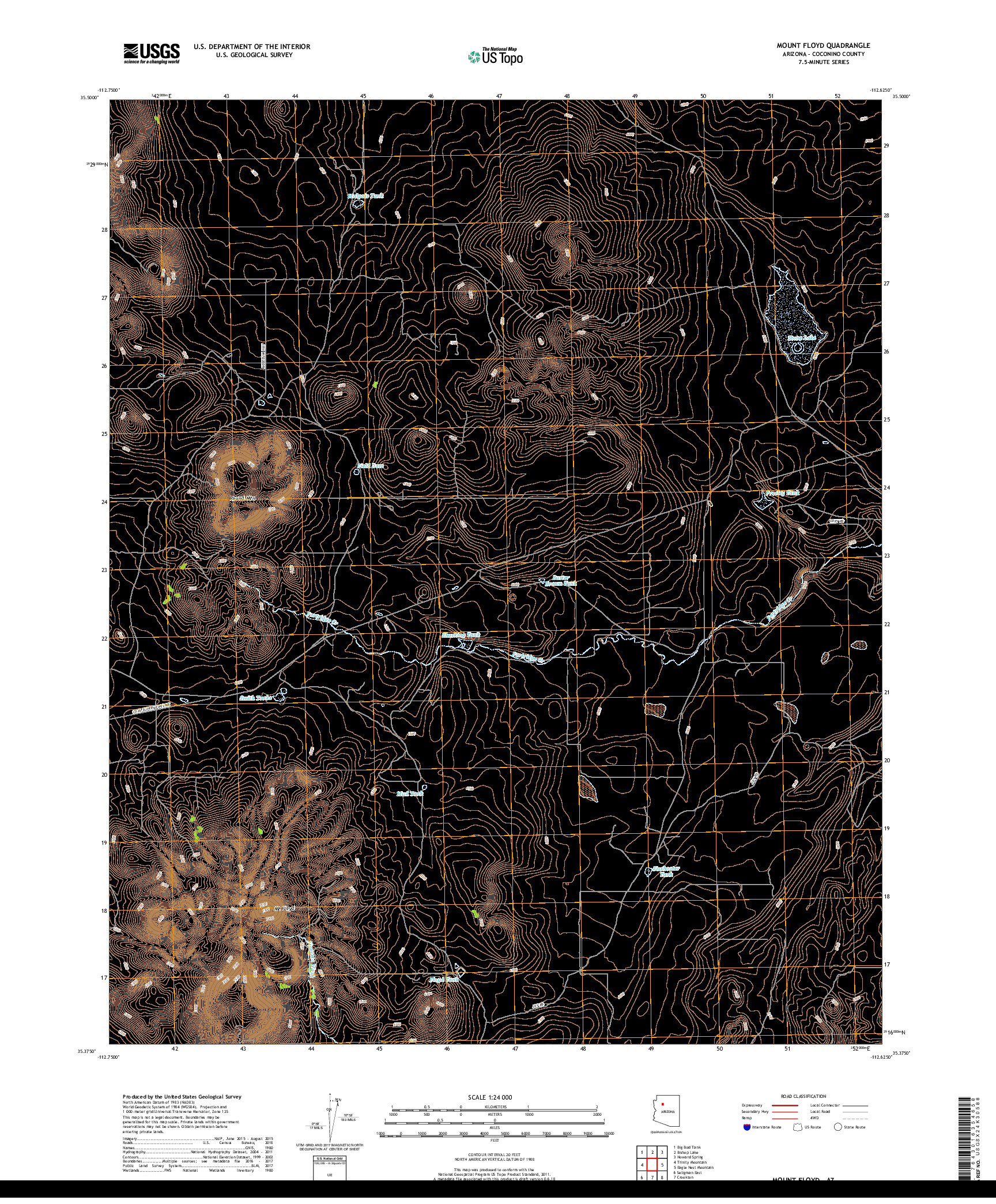 USGS US TOPO 7.5-MINUTE MAP FOR MOUNT FLOYD, AZ 2018