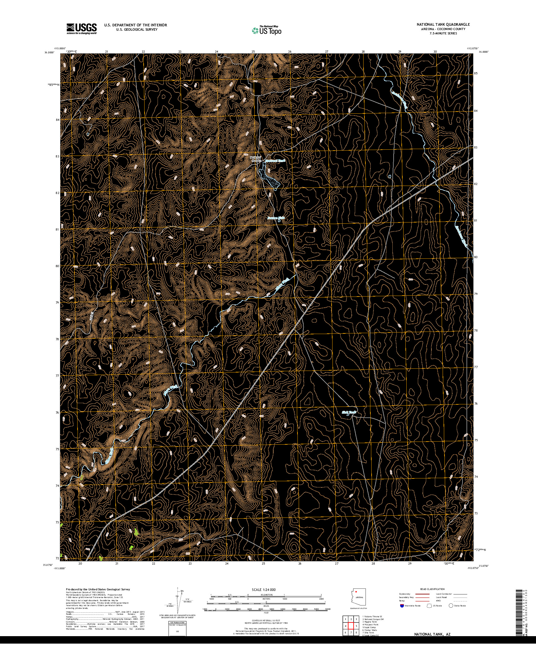 USGS US TOPO 7.5-MINUTE MAP FOR NATIONAL TANK, AZ 2018