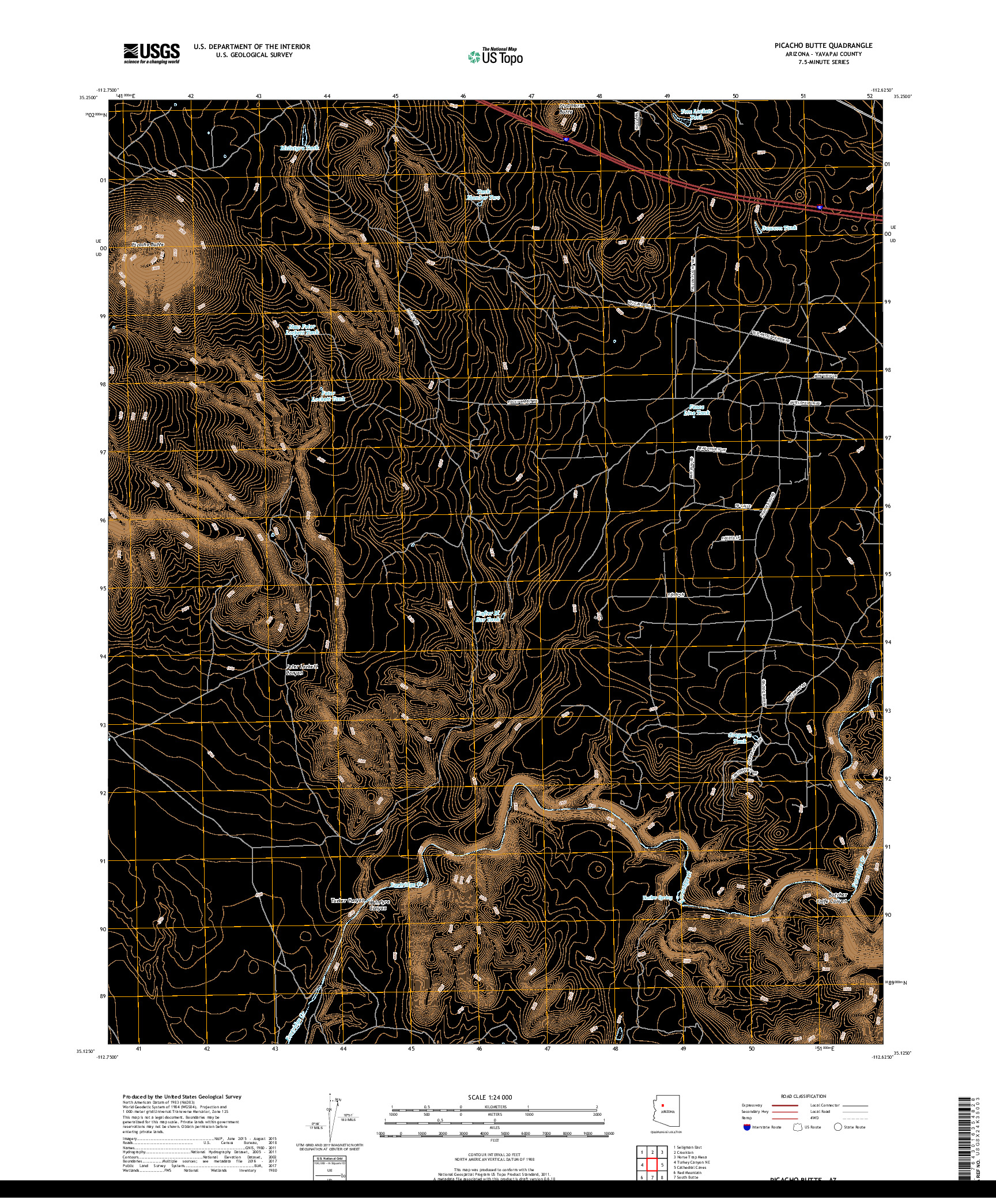 USGS US TOPO 7.5-MINUTE MAP FOR PICACHO BUTTE, AZ 2018