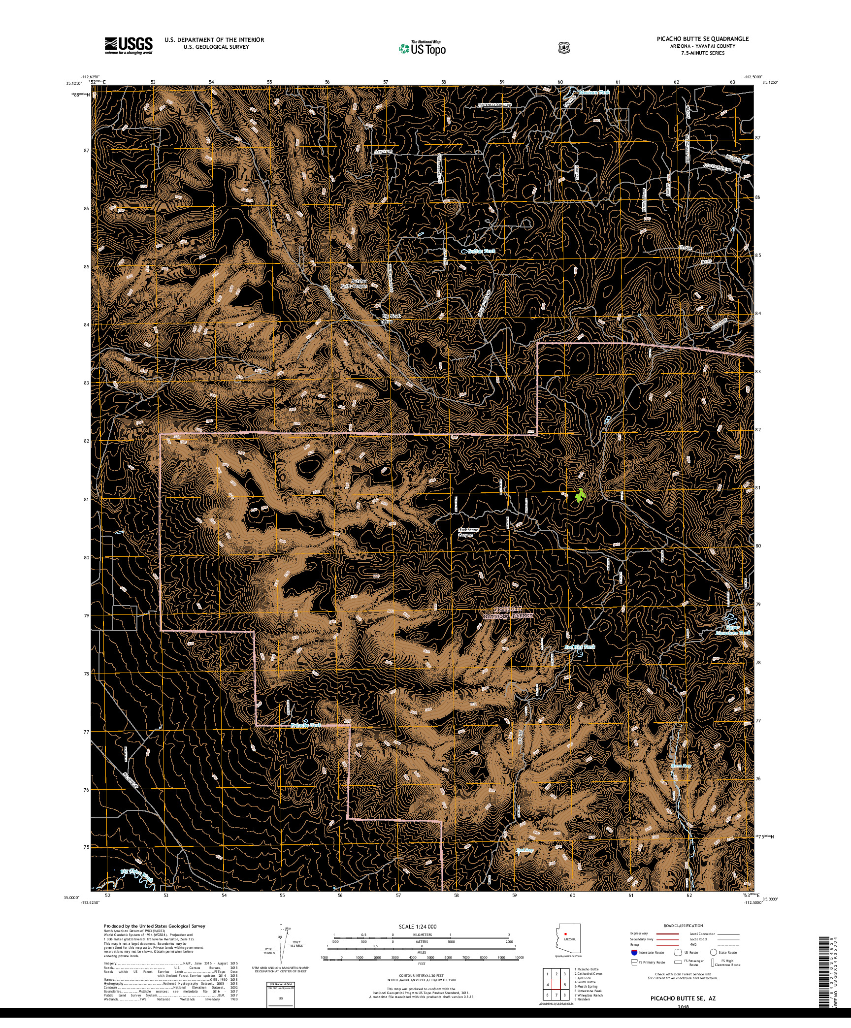 USGS US TOPO 7.5-MINUTE MAP FOR PICACHO BUTTE SE, AZ 2018