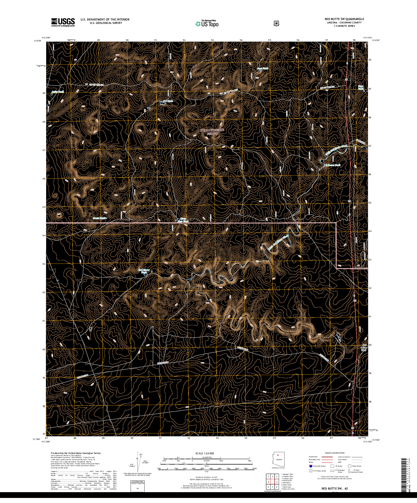 USGS US TOPO 7.5-MINUTE MAP FOR RED BUTTE SW, AZ 2018