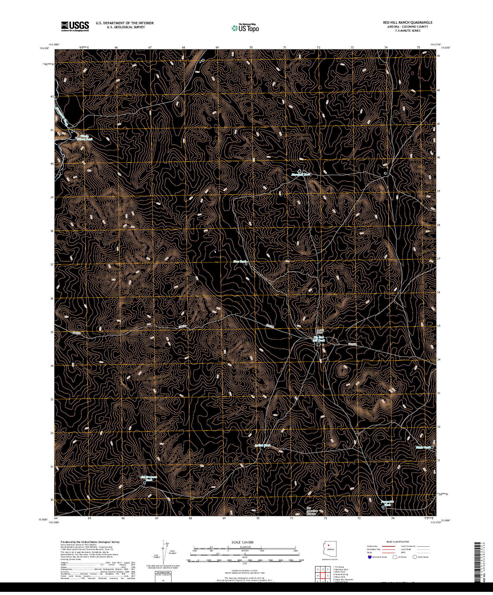 USGS US TOPO 7.5-MINUTE MAP FOR RED HILL RANCH, AZ 2018