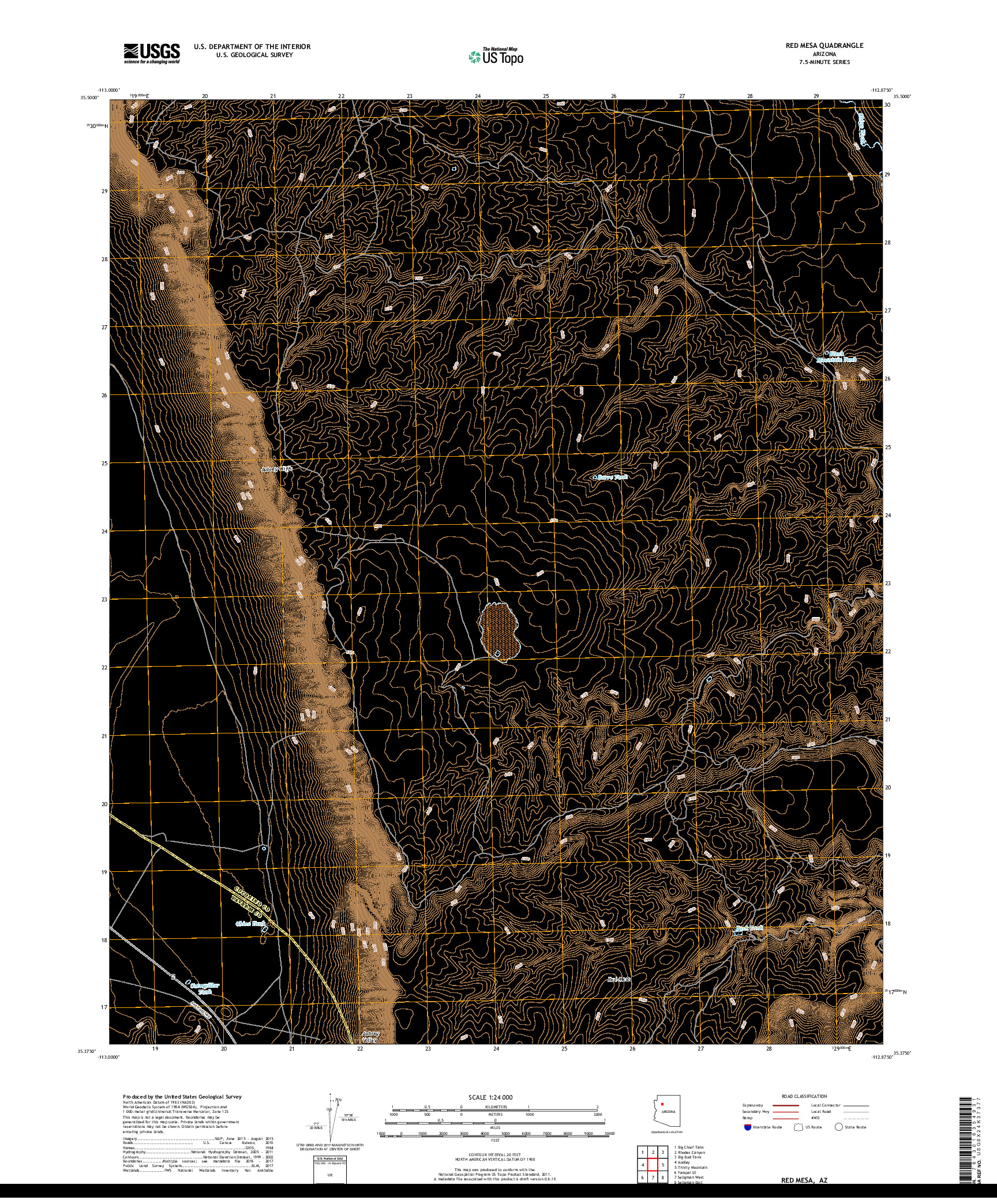 USGS US TOPO 7.5-MINUTE MAP FOR RED MESA, AZ 2018