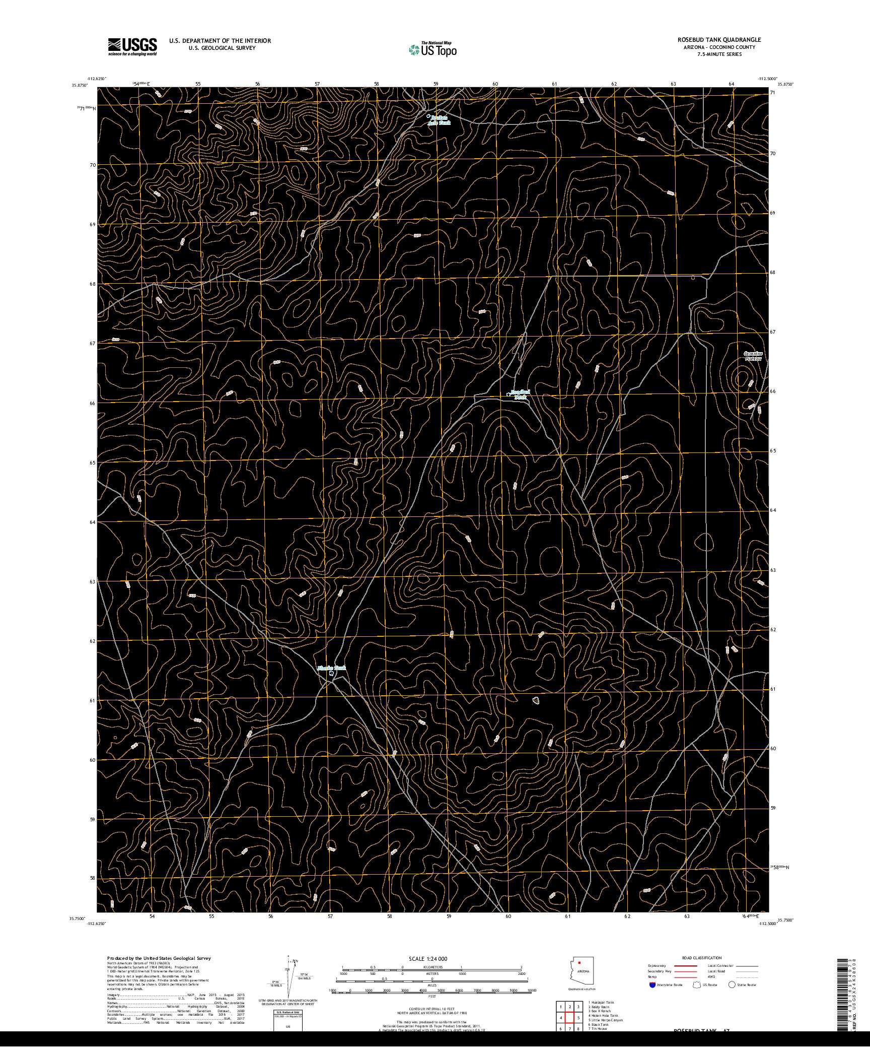 USGS US TOPO 7.5-MINUTE MAP FOR ROSEBUD TANK, AZ 2018