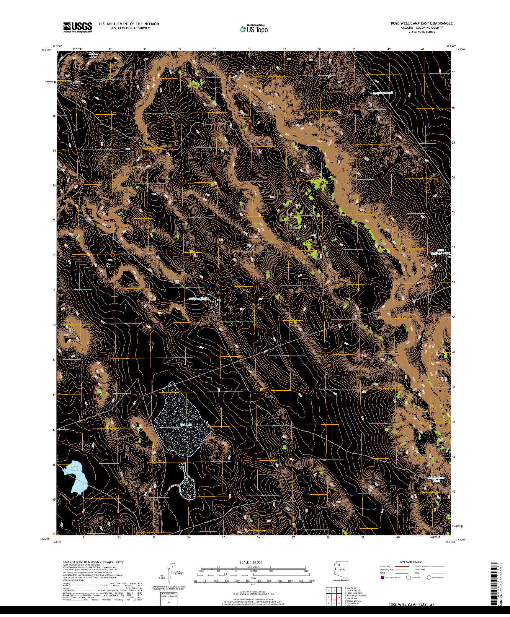 USGS US TOPO 7.5-MINUTE MAP FOR ROSE WELL CAMP EAST, AZ 2018