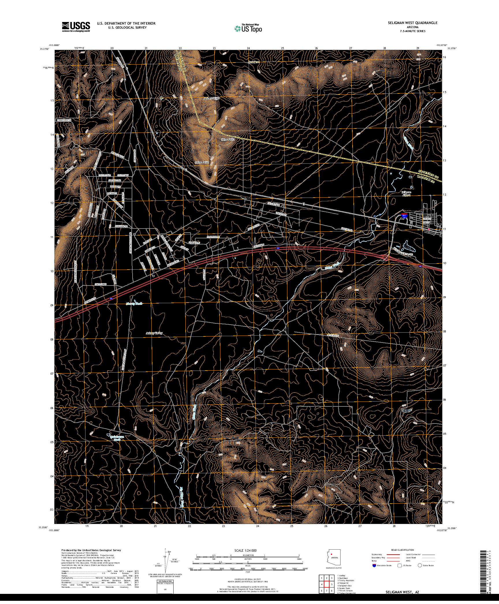 USGS US TOPO 7.5-MINUTE MAP FOR SELIGMAN WEST, AZ 2018